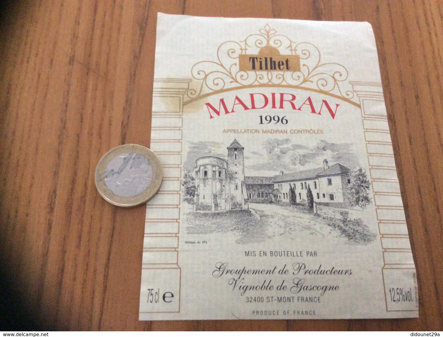 étiquette Vin 1996 « MADIRAN - Tilhet - Groupement De Producteurs Vignoble De Gascogne - SAINT-MONT (32) » - Madiran