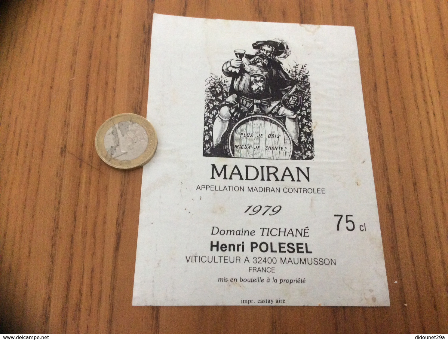 étiquette Vin 1979 «MADIRAN - Domaine TICHANÉ - Henri POLESEL - MAUMUSSON (32) » - Madiran