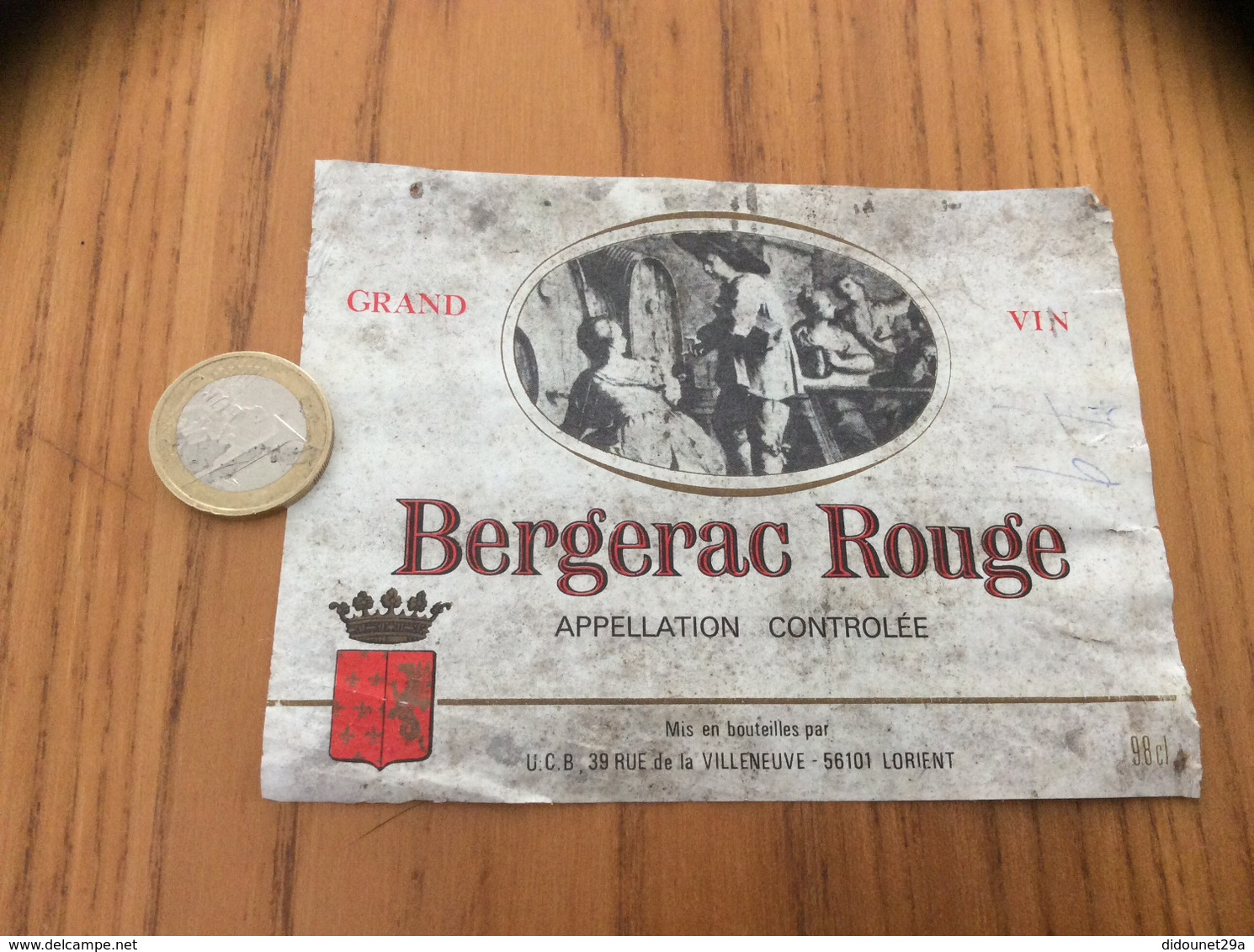 Ancienne Etiquette Vin «BERGERAC ROUGE - UCB - LORIENT (56)» - Bergerac