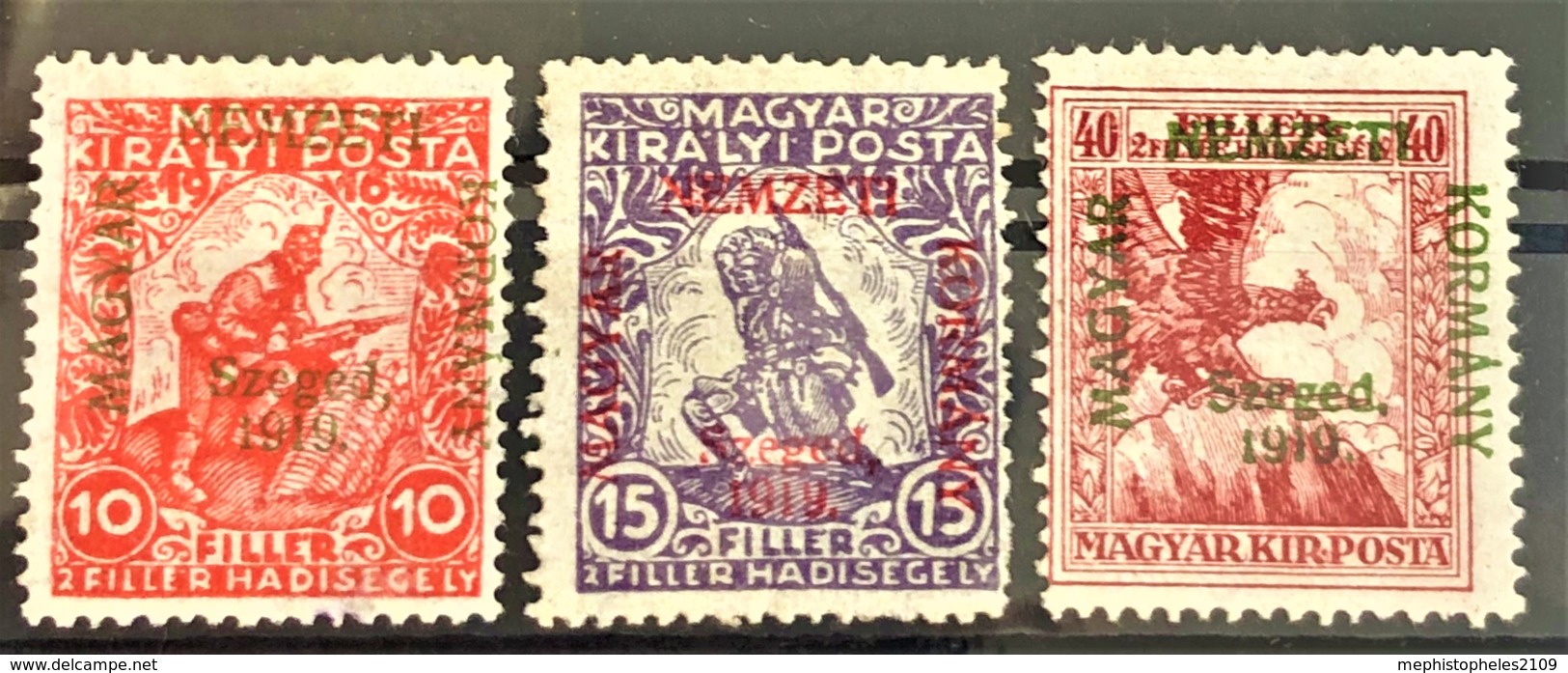 HUNGARY 1919 - MLH - Sc# 11NB1-11NB3 - Complete Set! - Magyar Nemzeti Kormany - Unused Stamps