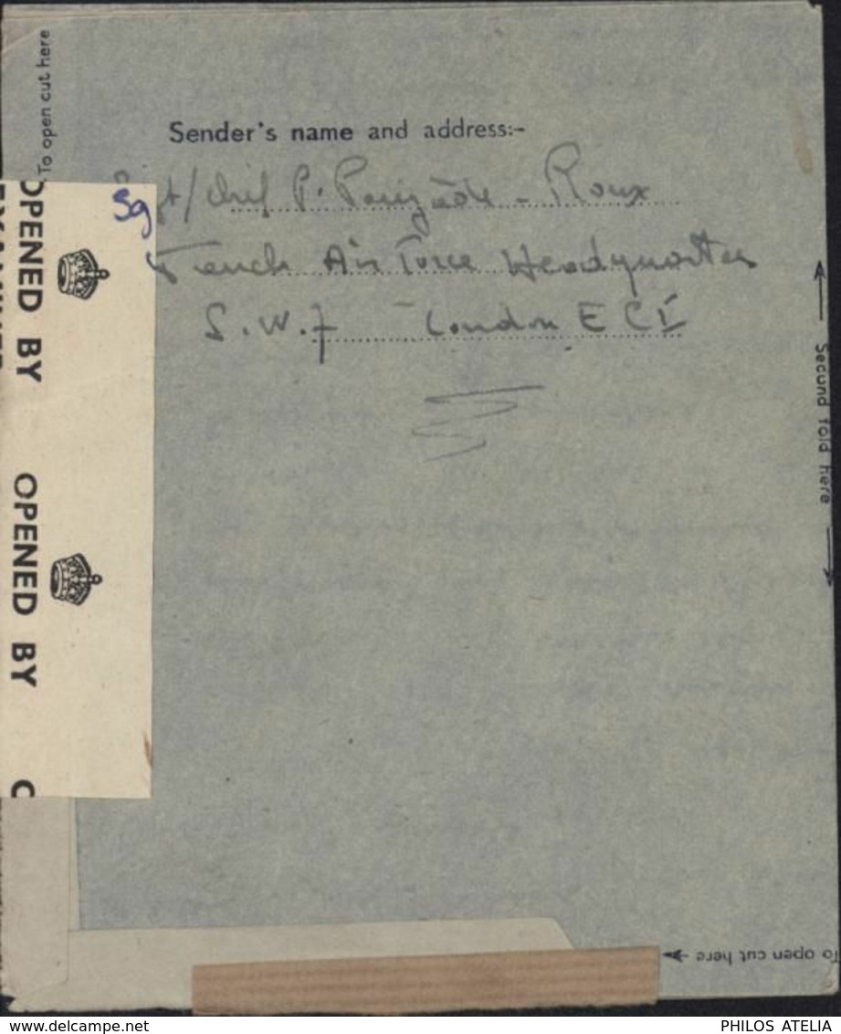 Guerre 39 Air Letter Centre D'instruction Forces Aériennes Françaises Libres FAFL Pilote Français RAF Londres Censure - 2. Weltkrieg 1939-1945