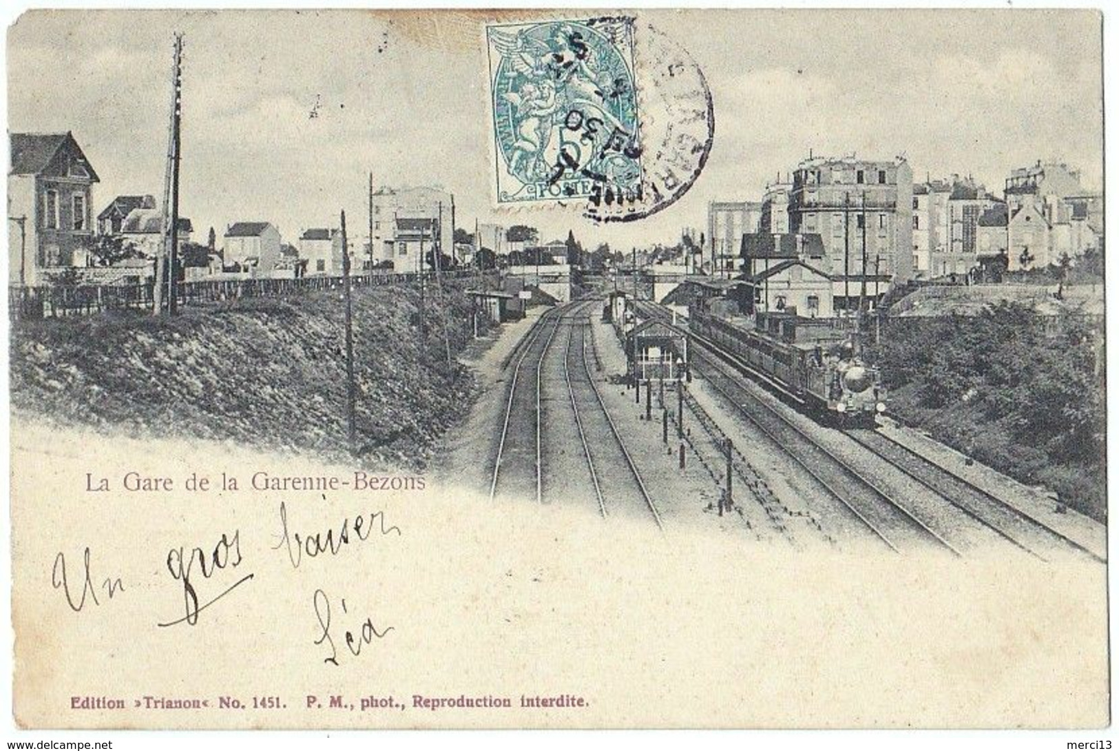 Précurseur De La Gare De LA GARENNE-BEZONS (92). Train. Edition Trianon, N° 1451. - La Garenne Colombes