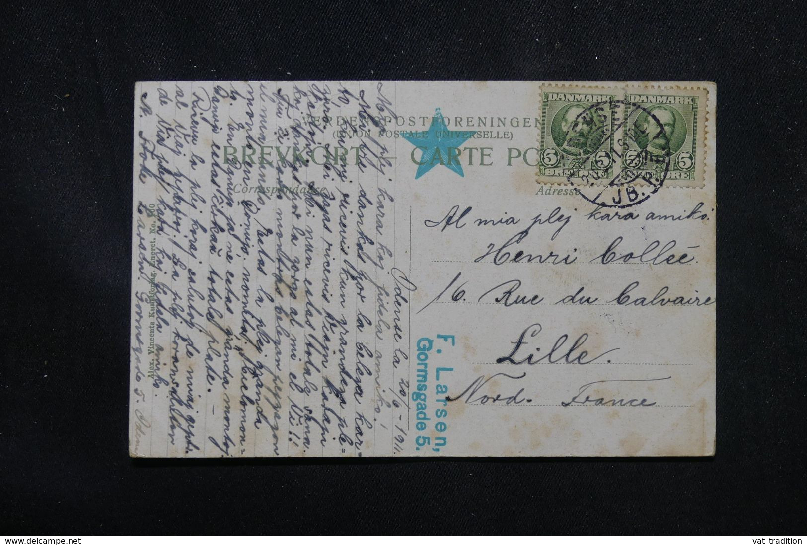 DANEMARK - Affranchissement De Odense Sur Carte Postale Pour La France En 1911 , écrite En Espéranto - L 70412 - Brieven En Documenten