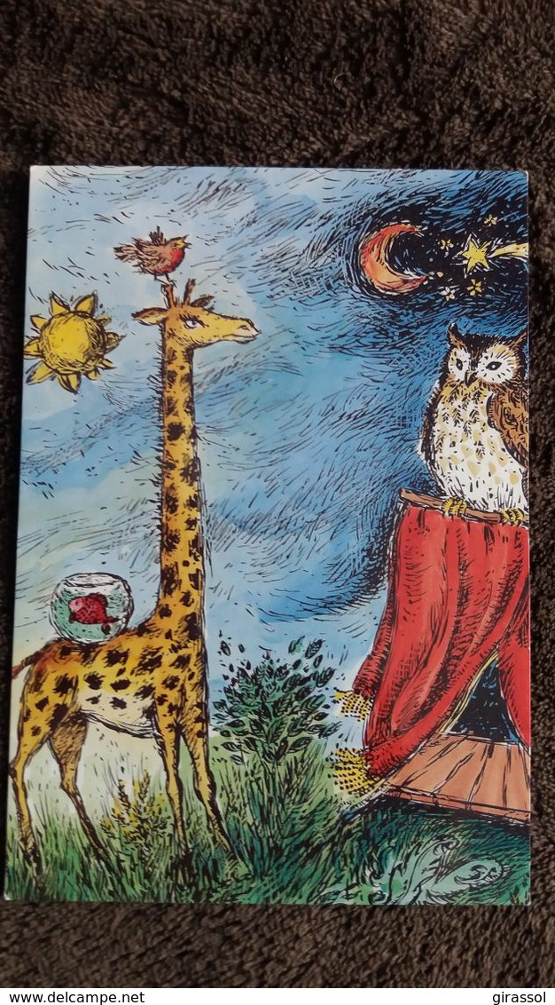 CPM GIRAFE CHOUETTE POISSON BOCAL OISEAU LUNE SOLEIL LE GRIFFY SPECTACLES POUR ENFANTS MONTPELLIER - Giraffes