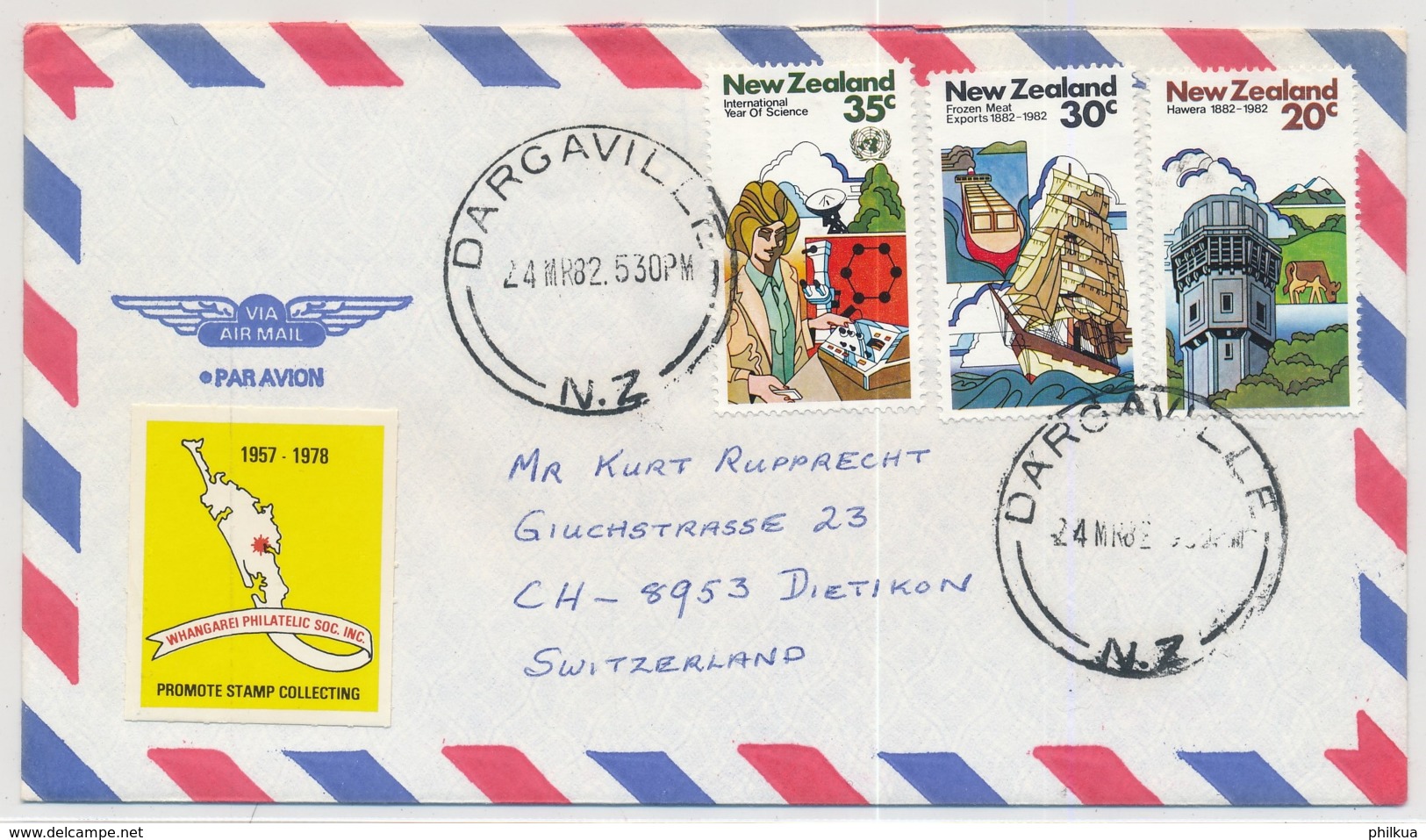 836, 838-839 Auf Luftpost-Brief Gelaufen In Die Schweiz Mit Vignette - Storia Postale