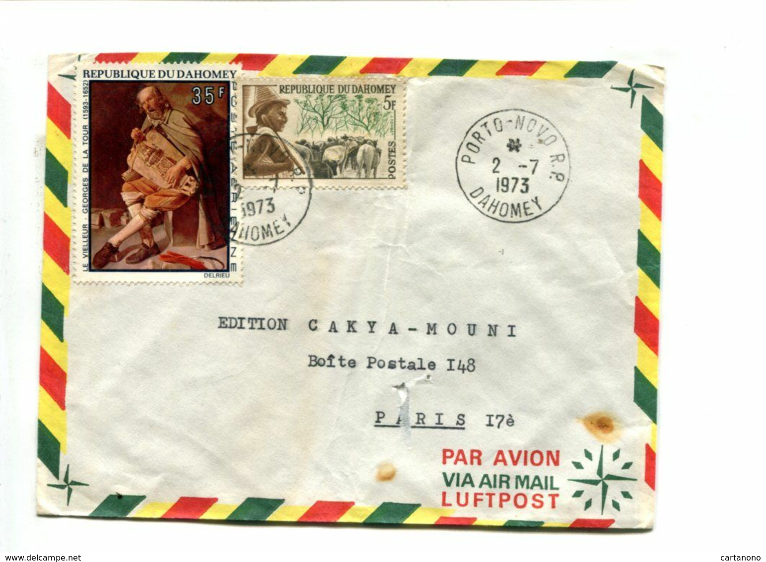 Georges DE LA TOUR - DAHOMEY - Affranchissement 35F + 5F Sur Lettre Par Avion - Otros & Sin Clasificación