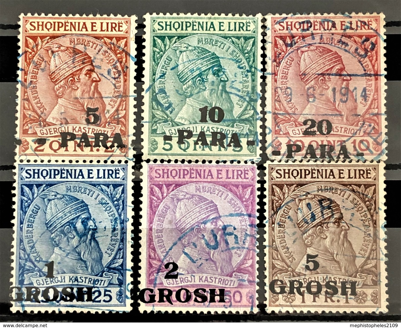 ALBANIA 1914 - Canceled In BLUE! - Mi 41 - 46 - Albania