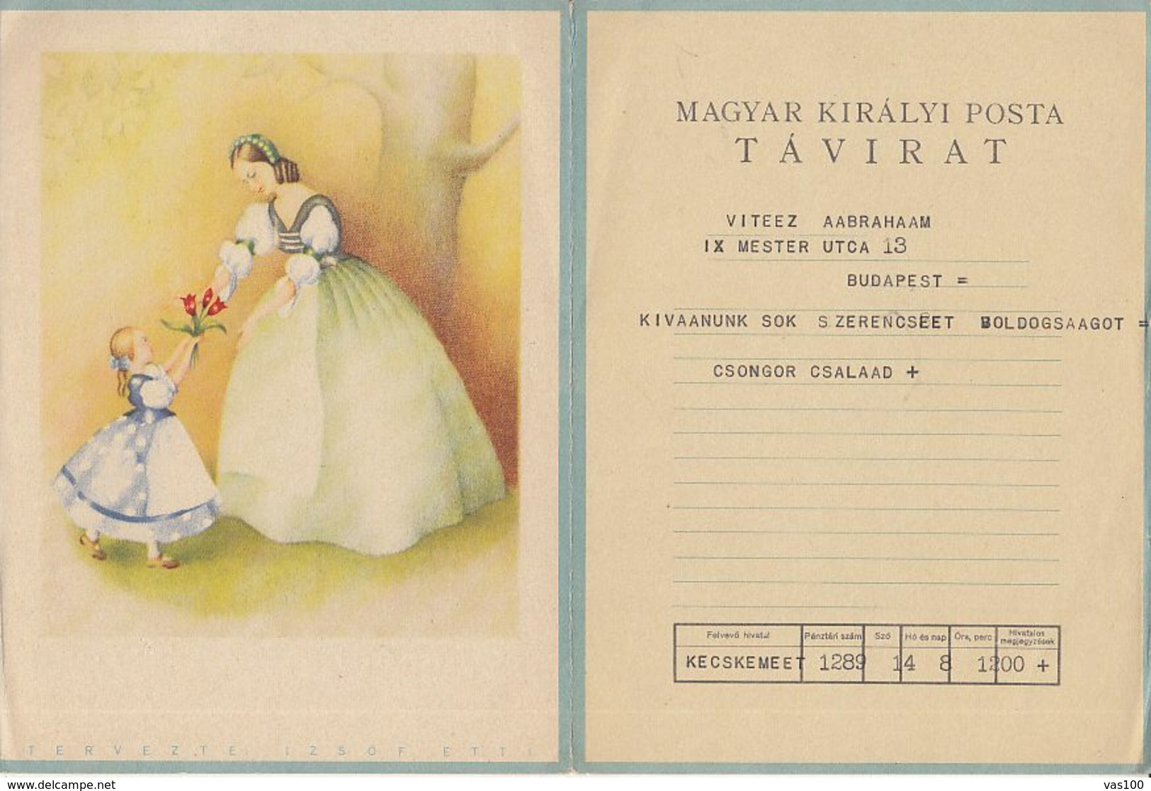 TELEGRAPH, MOTHER AND DAUGHTER, LUX TELEGRAMME, HUNGARY - Telegraphenmarken