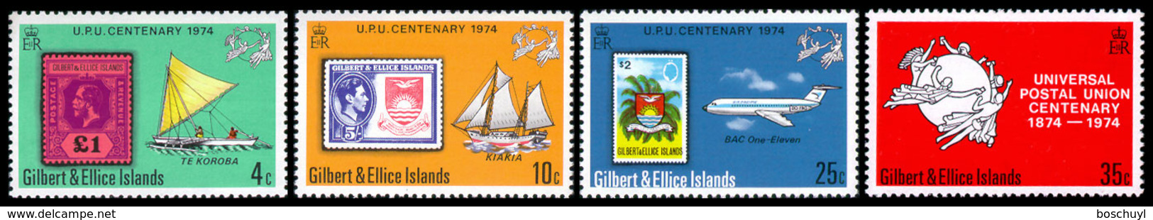 Gilbert And Ellice Islands, 1974, UPU Centenary, Universal Postal Union, United Nations, MNH, Michel 221-224 - Gilbert- Und Ellice-Inseln (...-1979)