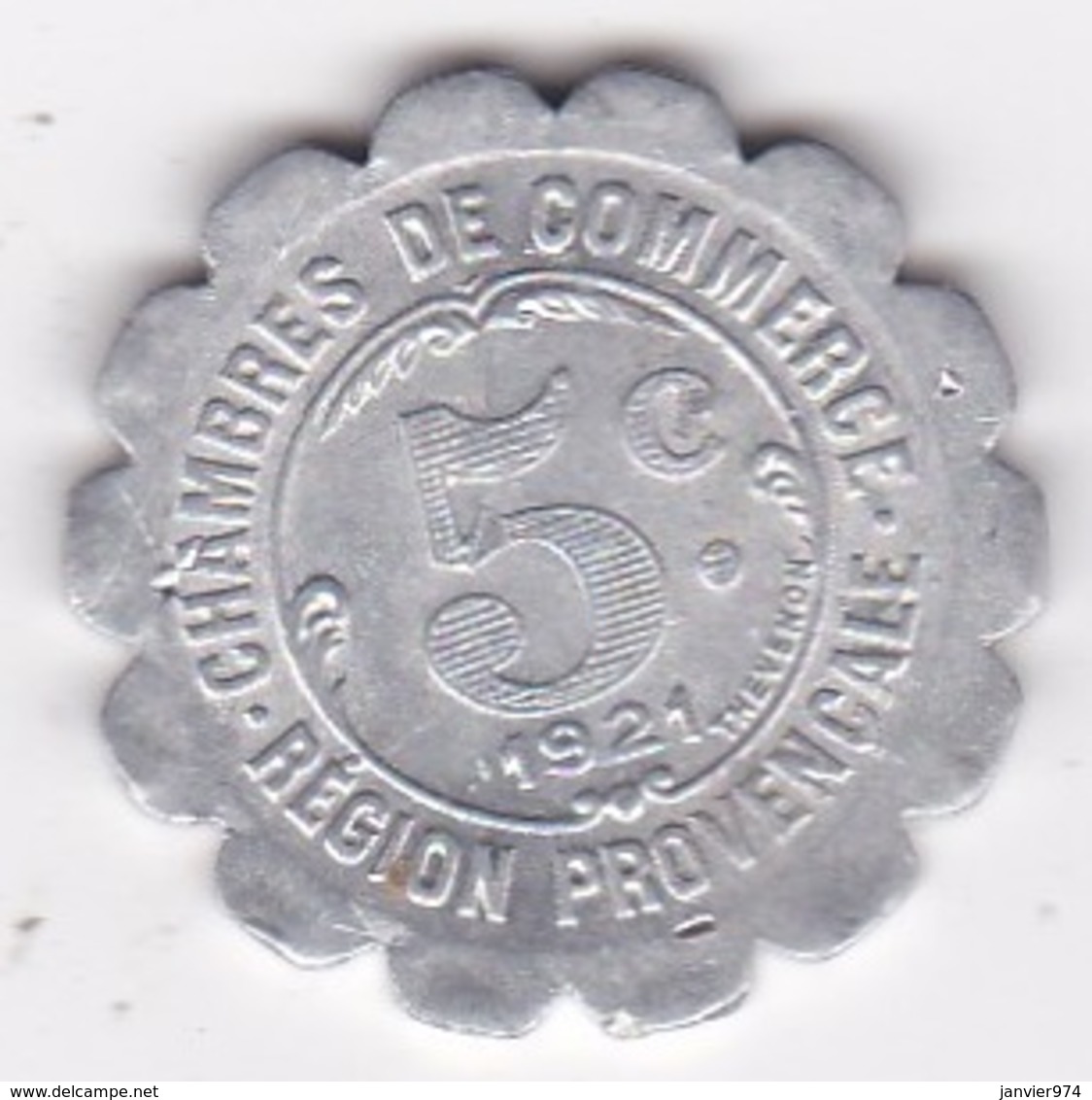 Chambre De Commerce Région Provençal 5 Centimes 1921. Alais Marseille Gap, En Aluminium - Monétaires / De Nécessité