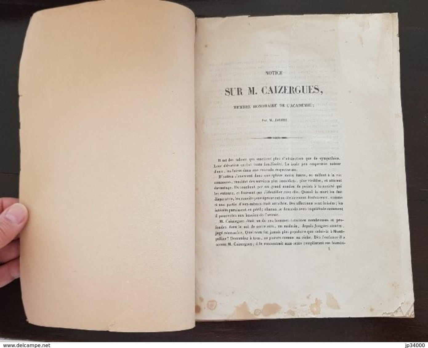 NOTICE SUR M. CAIZERGUES Membre Honoraire De L'académie Par M. JAUME En 1835 - Languedoc-Roussillon