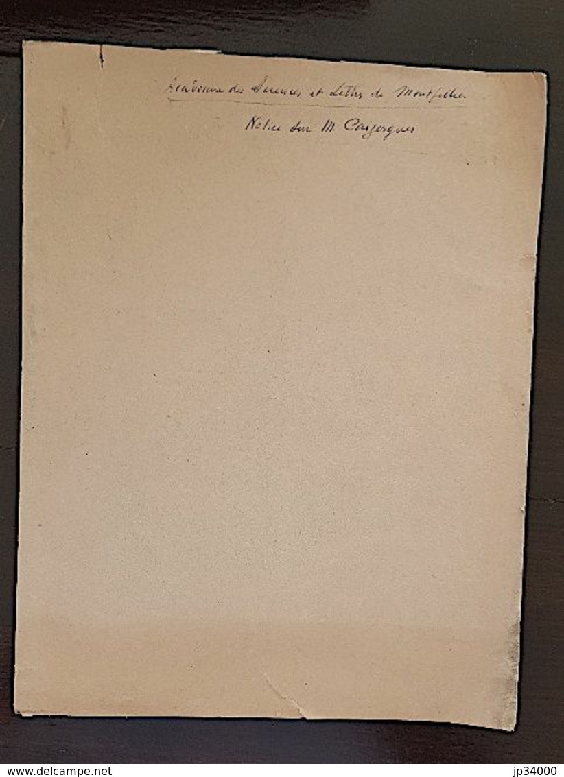 NOTICE SUR M. CAIZERGUES Membre Honoraire De L'académie Par M. JAUME En 1835 - Languedoc-Roussillon
