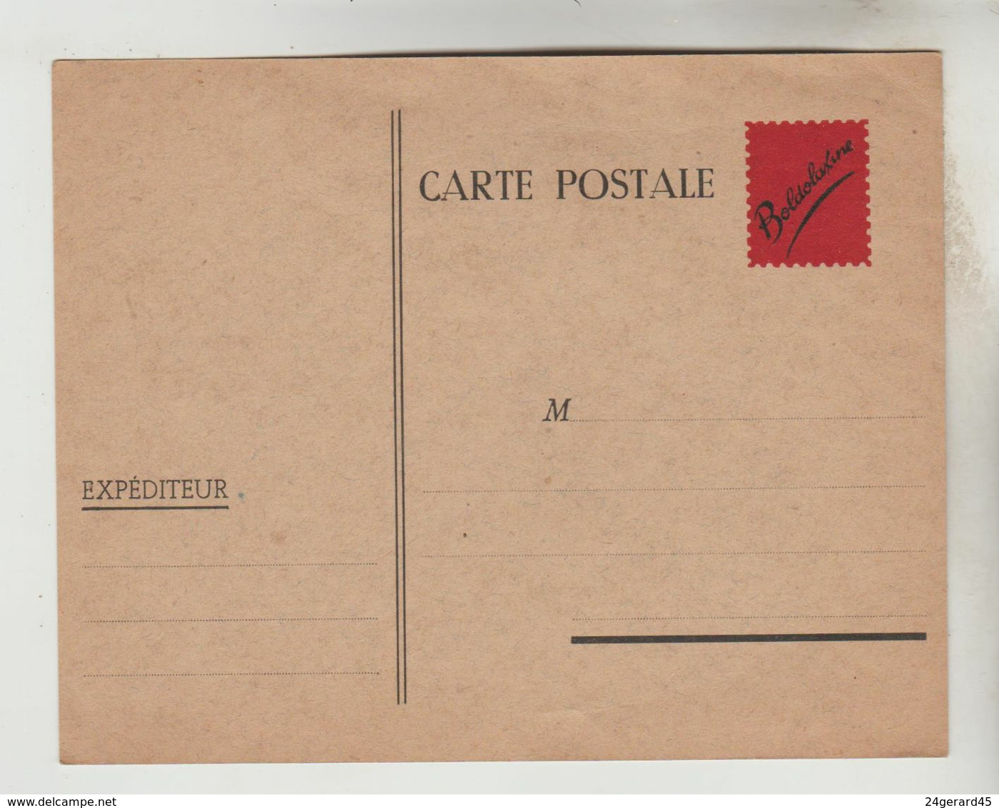 ENTIER POSTAL CARTE POSTALE PSEUDO ENTIER PRIVE OU SIMILI ENTIER - PUBLICITE BOLDOLAXINE COULEUR ROUGE - Pseudo-entiers Privés