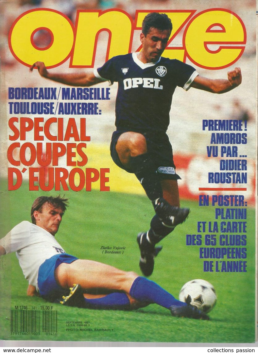 ONZE , N° 141 , Septembre 1987,  90 Pages,  Spécial Coupes D'Europe,  Frais Fr 3.55 E - Deportes