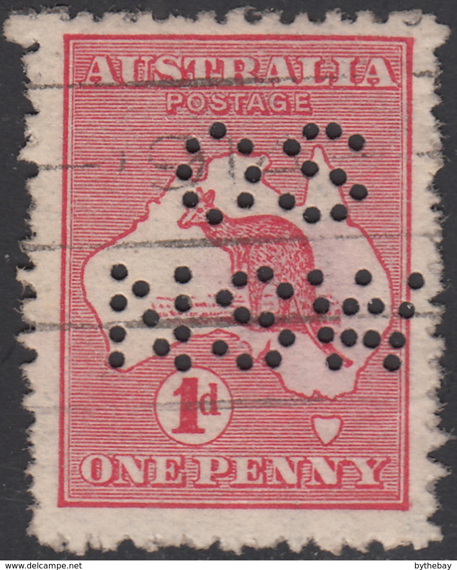 Australia 1913 Used Sc #2 1p Kangaroo And Map Die IIA OS NSW Puncture - Dienstmarken