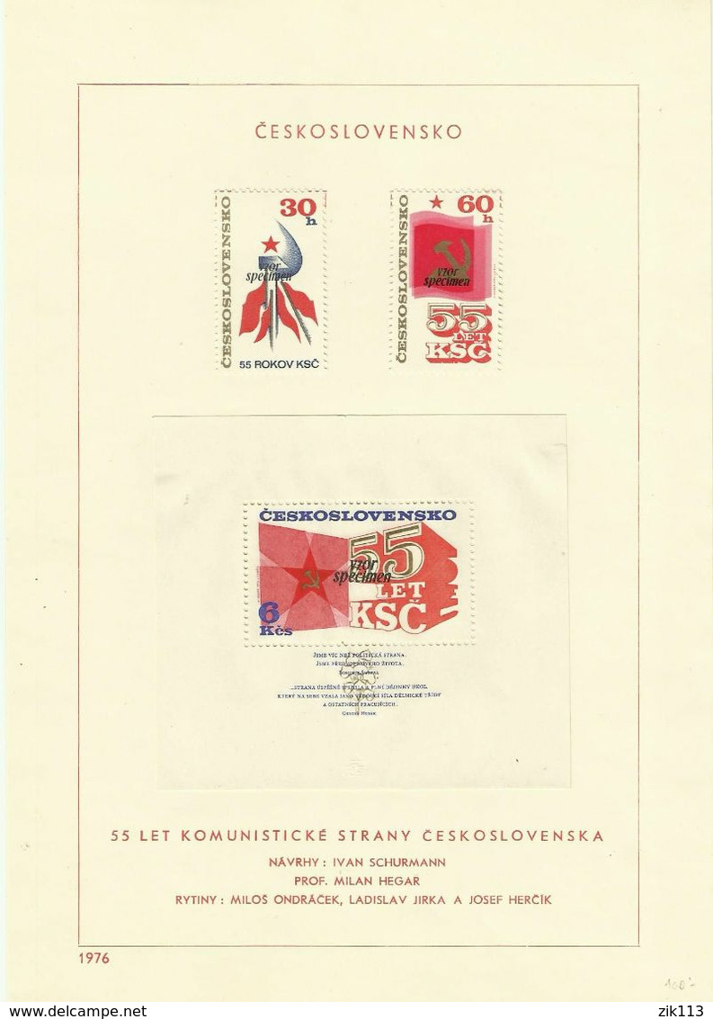 Czechoslovakia 1976 - Mi. 2321/22 + Bl. 32 SPECIMEN - Variétés Et Curiosités