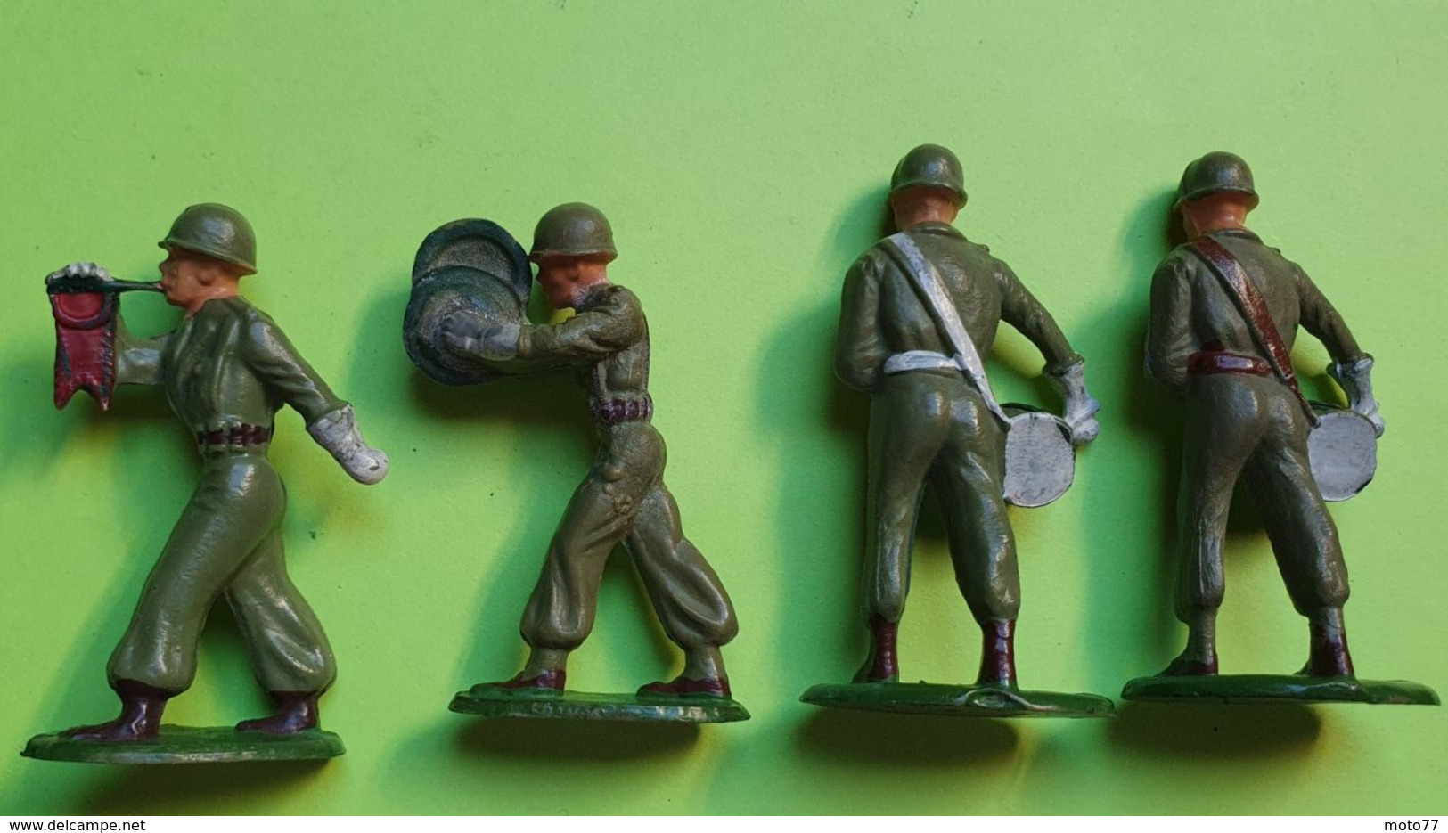 Lot 4 Figurines Soldat Jouet STARLUX - Plastique - ARMÉE DE TERRE - Musiciens - état D'usage : 1 Cassé- Années 1960 - Starlux