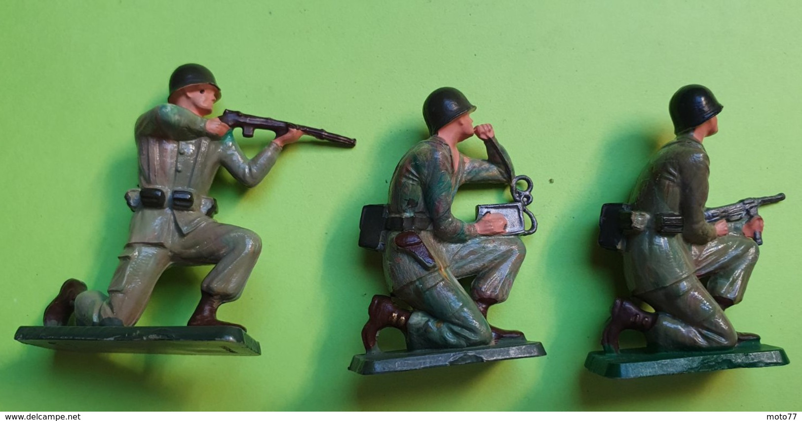 Lot 3 Figurines Soldat Jouet STARLUX - Plastique - ARMÉE DE TERRE - Tireur Radio - Bon état D'usage - Années 1960 - Starlux