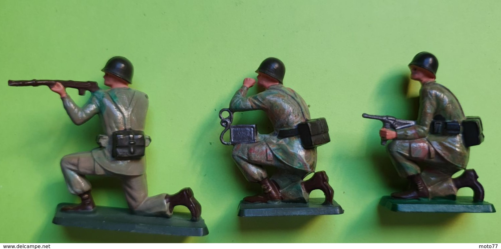 Lot 3 Figurines Soldat Jouet STARLUX - Plastique - ARMÉE DE TERRE - Tireur Radio - Bon état D'usage - Années 1960 - Starlux