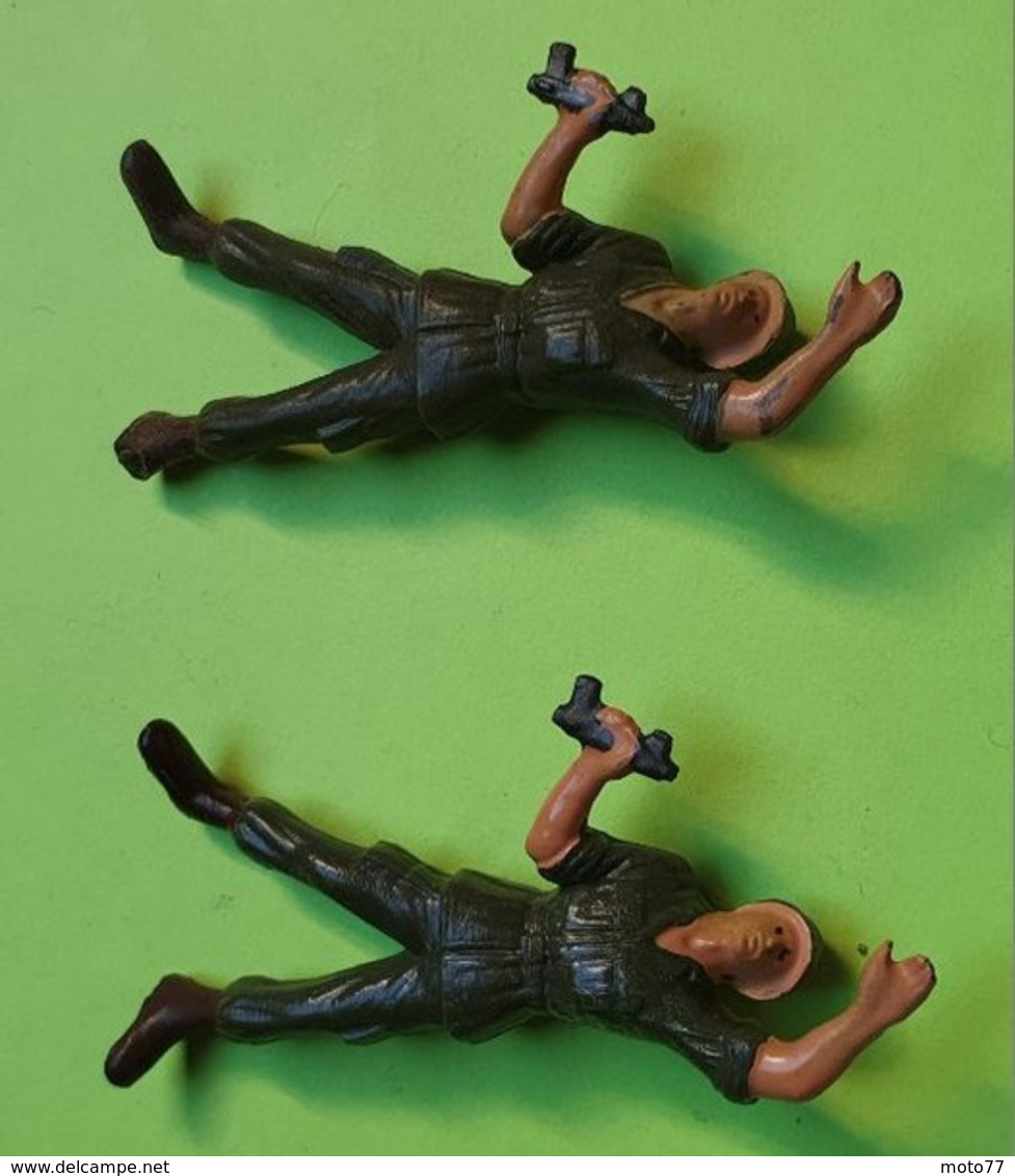 Lot 2 Figurines Soldat Jouet STARLUX - Plastique - ARMÉE DE TERRE - Tireur Allongé - état D'usage - Années 1960 - Starlux