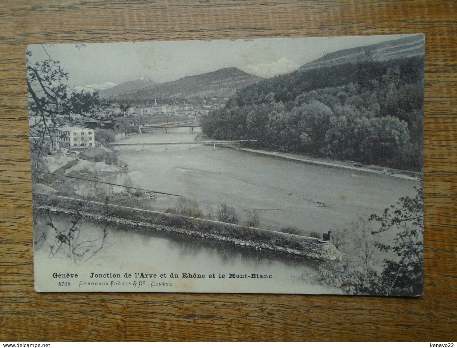 Carte Assez Rare De 1906 , Suisse , Genève , Jonction De L'arve Et Du Rhône Et Le Mont-blanc - Genève