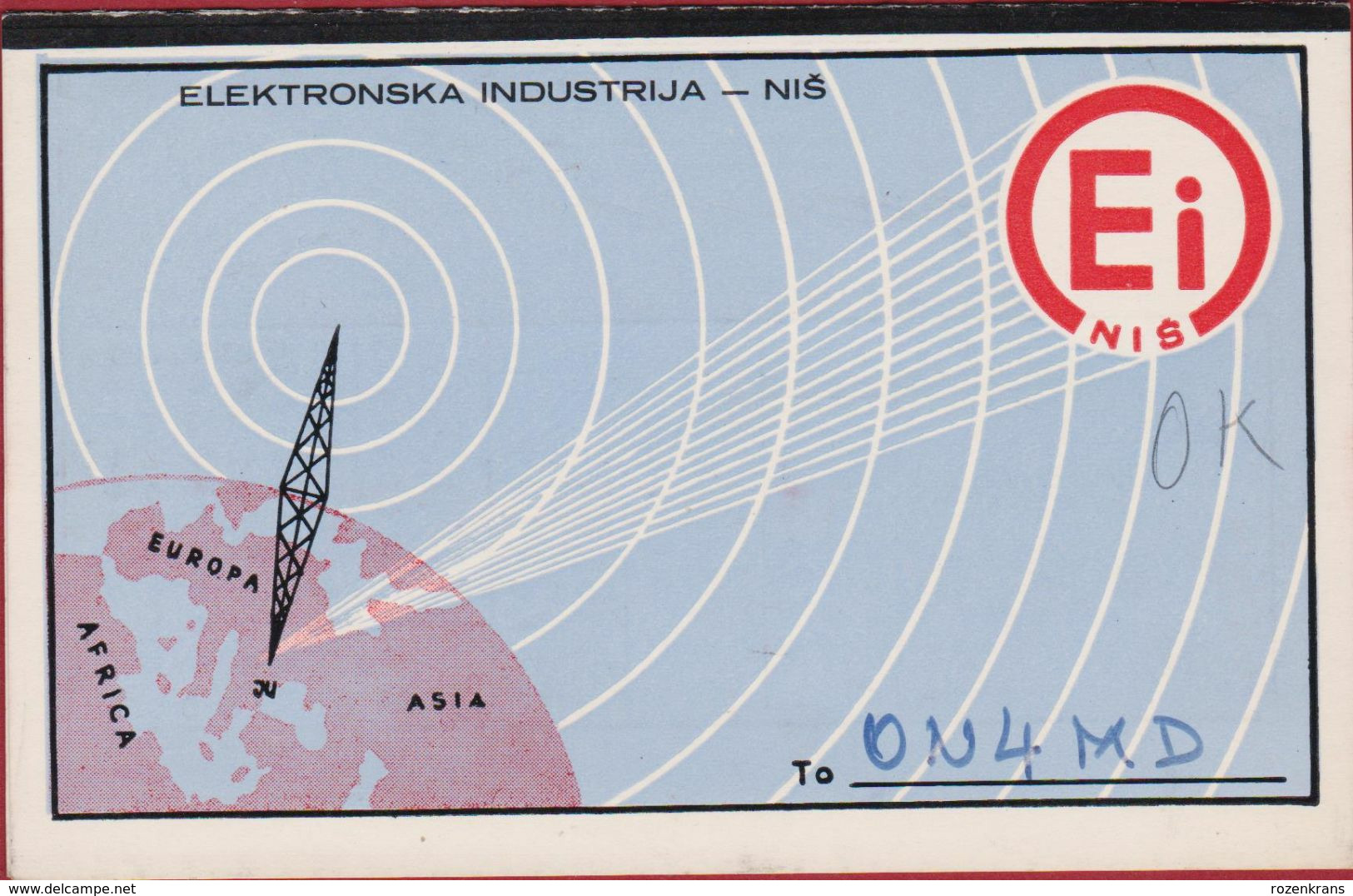 QSL Card Amateur Radio Funkkarte  Yugoslavia ELEKTRONSKA INDUSTRIJA NIS Petovic Velimir 1978 - Amateurfunk