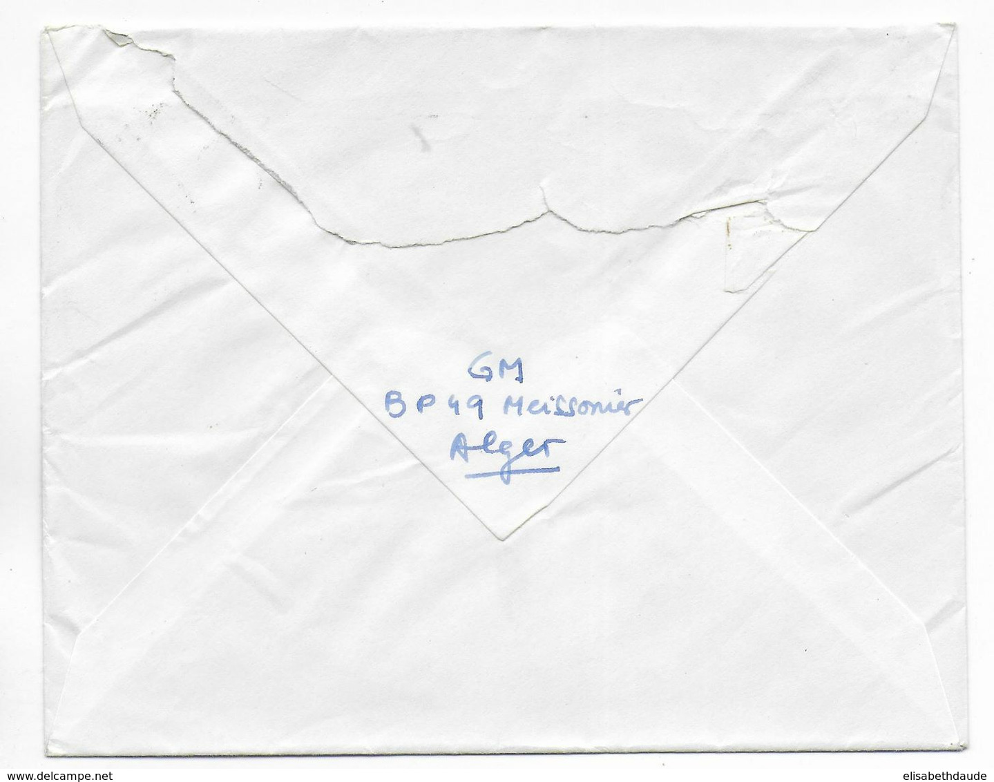 1962 - ALGERIE - ENVELOPPE Avec DECARIS SURCHARGE EA - RARE SURCHARGE RENVERSEE !! De ALGER GARE => PARIS - Algérie (1962-...)