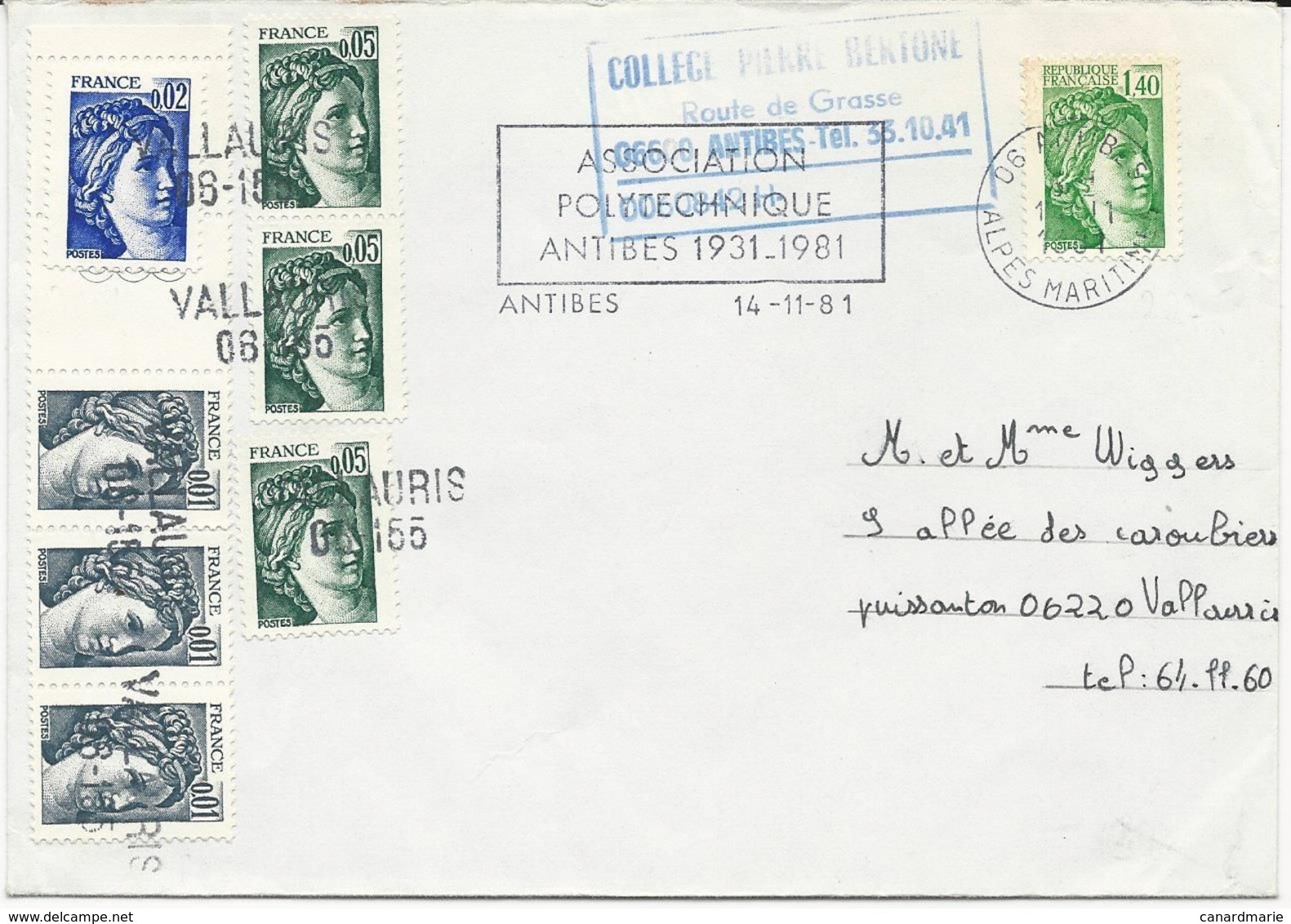 LETTRE 1981 AVEC 8 TIMBRES AU TYPE SABINE - 1961-....