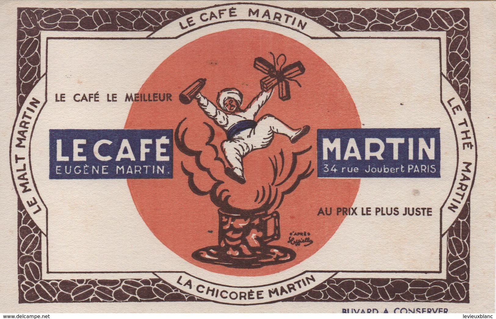 Buvard Publicitaire Ancien/Café MARTIN/Le Café Le Meilleur Au Prix Le Plus Juste/Rue Joubert/PARIS/Vers 1950-60   BUV491 - Koffie En Thee