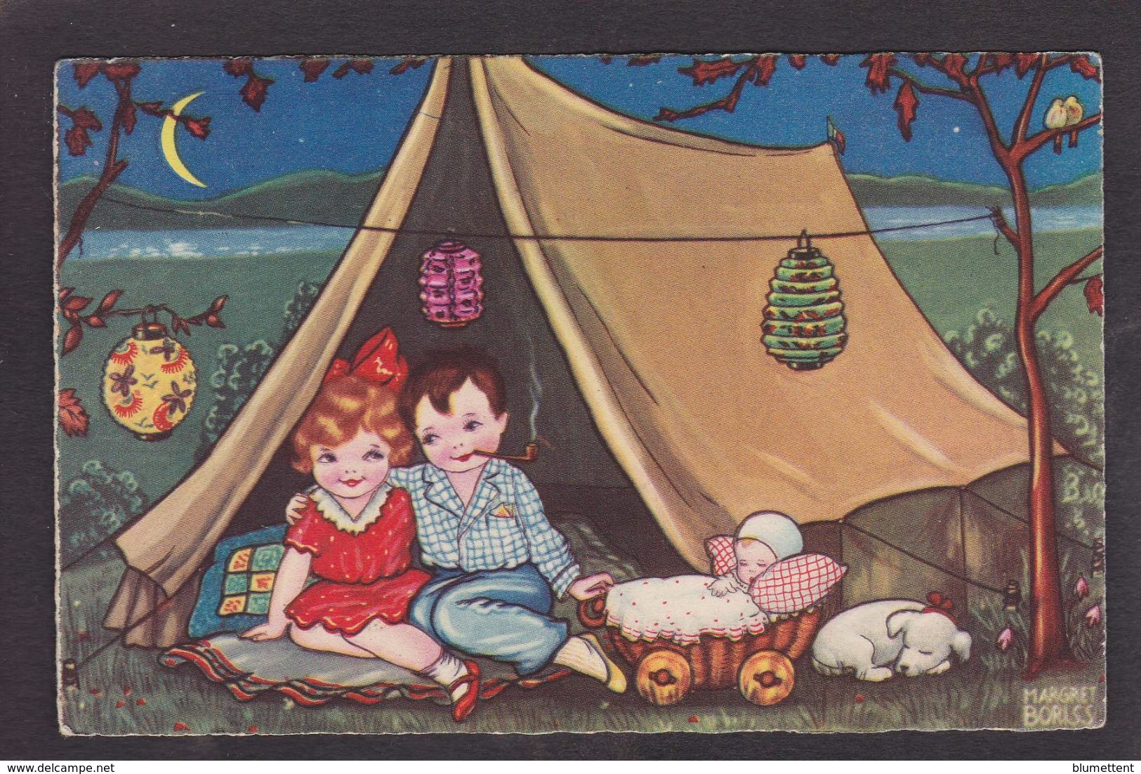 CPA Boriss Margret Enfants Type Bouret Circulé Camping - Boriss, Margret