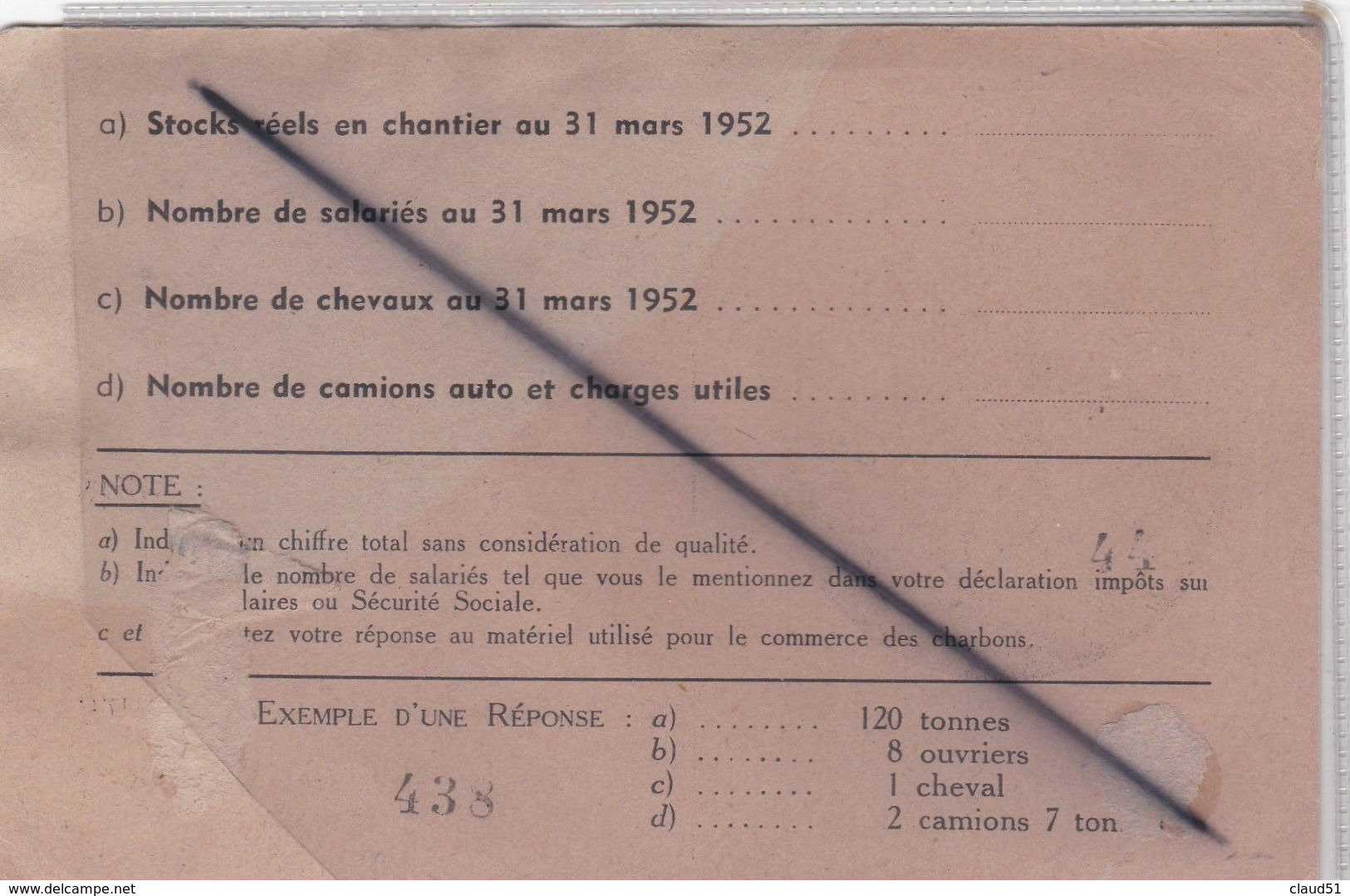 Document De Transport.Fédération Nationale Des Syndicats De Négociants En Charbons .Paris 10é Arr.) - Verkehr & Transport