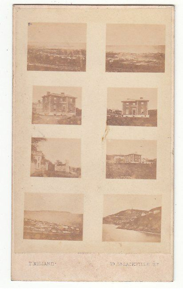 CDV Photo Foto: T. Millard, Dublin - 8 Verschiedene Ansichten Von Herrenhäusern, Landschaften U. Panoramen Circa 1860er - Places