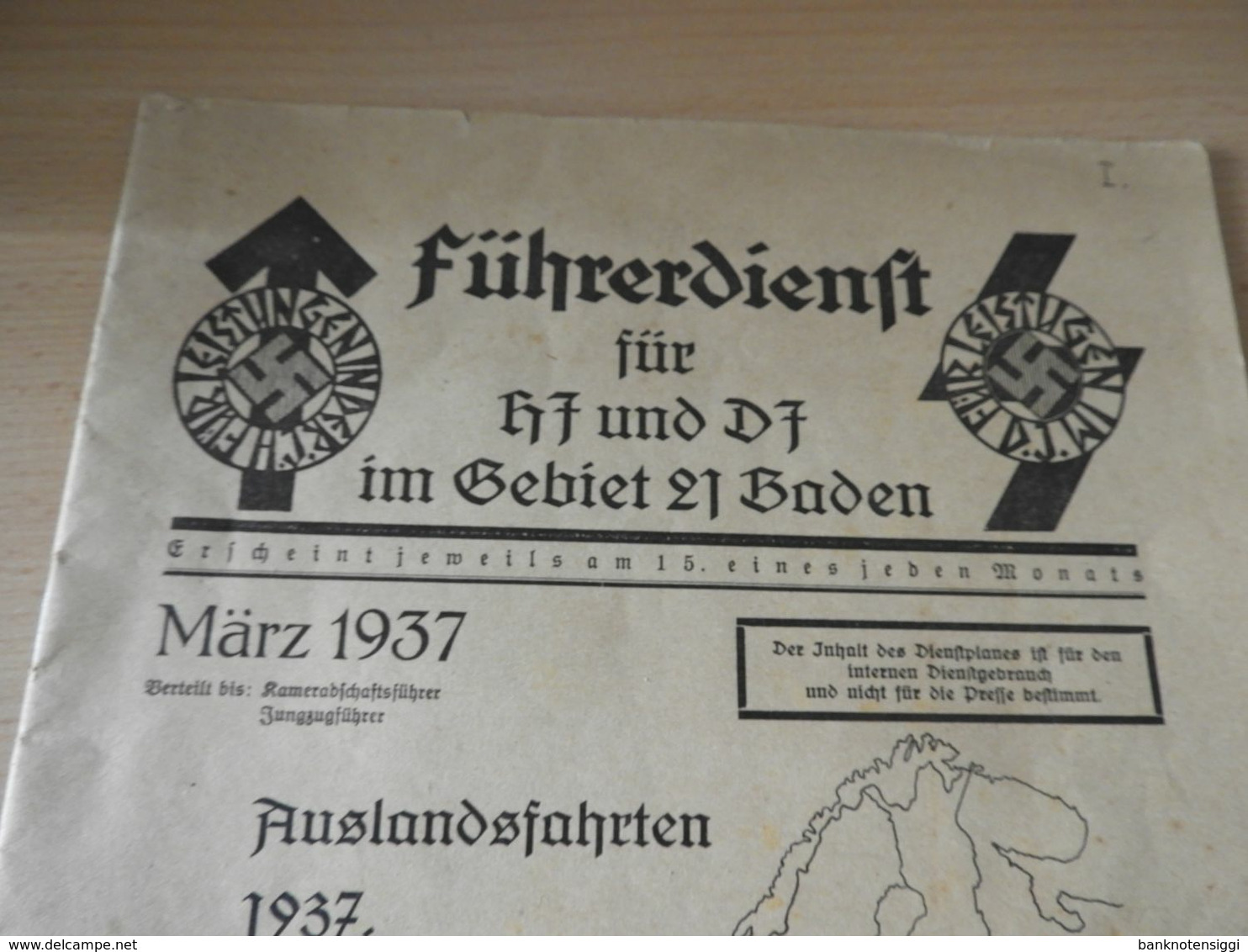 1 Heft "Führerdienst Für HJ Und DJ Im Gebiet 21 Baden 1937 - Documenten