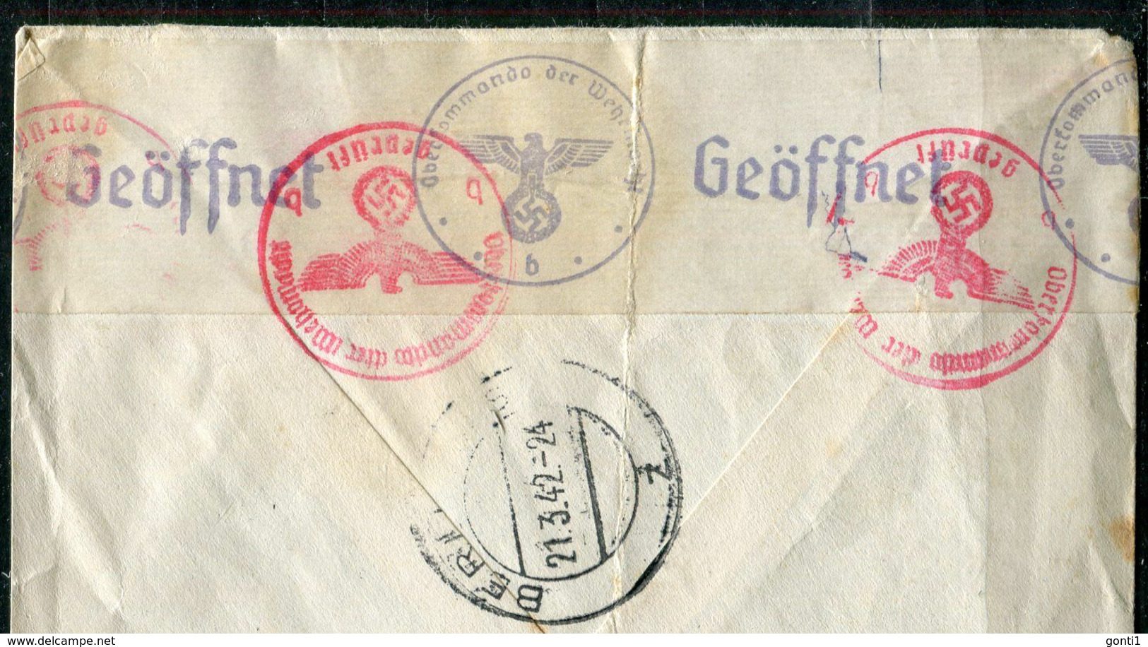 Dänemark 1942 Luftpost Reco/Einschreib Bedarfsbrief Mit Mi.Nr.253,255 Und Deutscher Briefzensur,vom 21.3.1942 "1 Beleg - Storia Postale