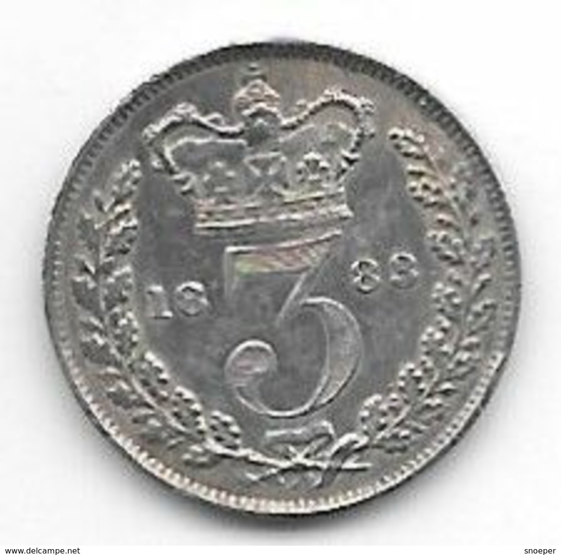 *great Britain 3 Pence 1883 Km 730  Xf ( Ms63/unc With Small Edge Notch At 4 O'clock) Cat Val Xf 65$ - F. 3 Pence