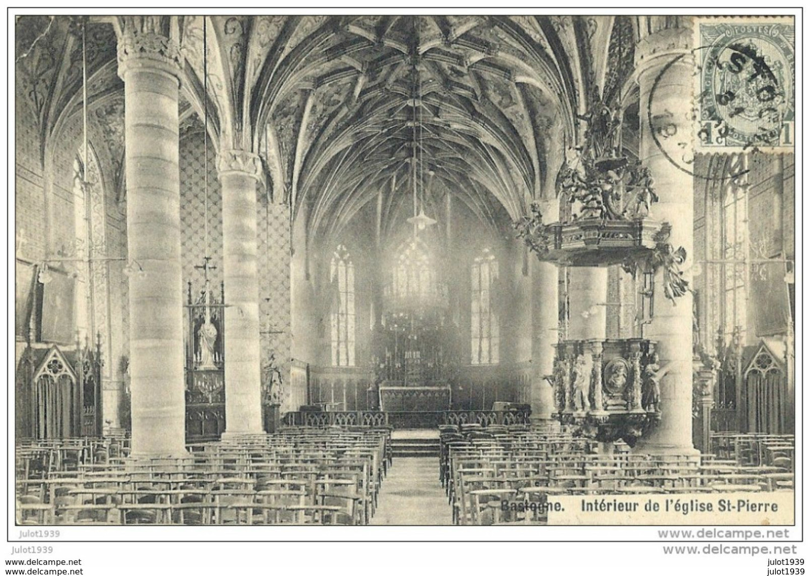 BASTOGNE ..-- Intérieur Eglise St - Pierre . 1910 Vers TIRLEMONT ( Melle WILBAUX  DAYERS ) . Voir Verso . - Bastogne