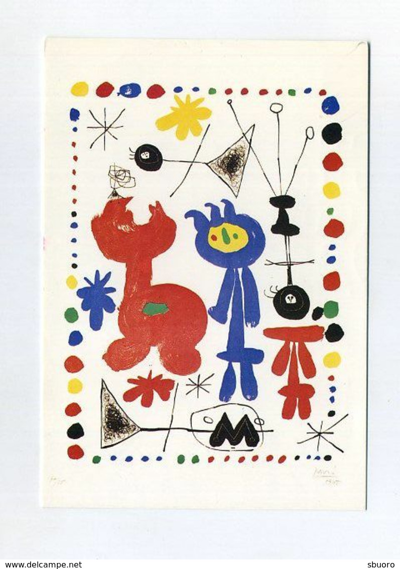 CP Utilisée - Joan Miro - Personnage Et Oiseaux, 1948. Krefeld, Kaiser-Wilhelm Museum - Schilderijen