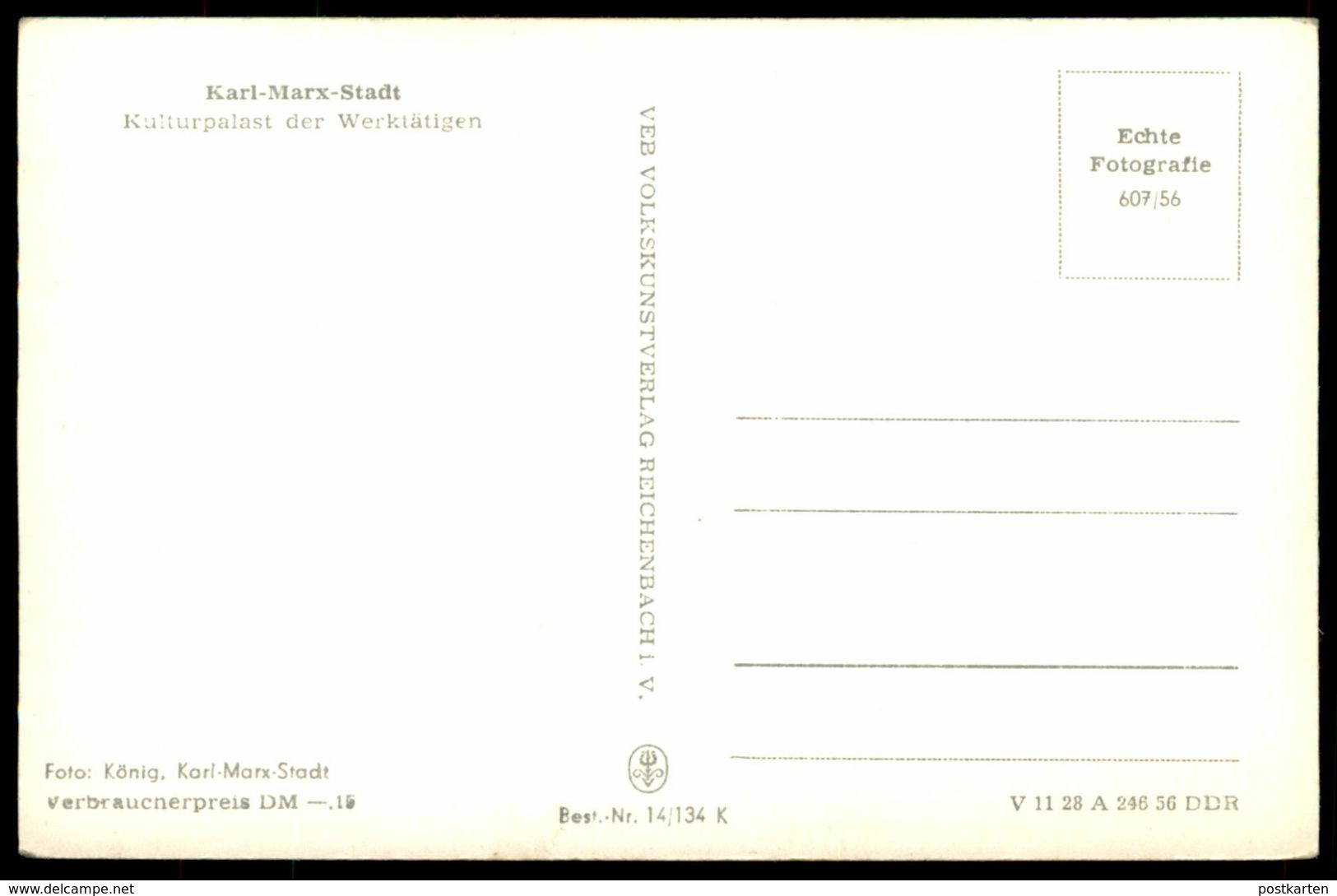 ÄLTERE POSTKARTE KARL-MARX-STADT KULTURPALAST DER WERKTÄTIGEN 1956 INNENANSICHT Saal Ansichtskarte Cpa AK Postcard - Chemnitz (Karl-Marx-Stadt 1953-1990)