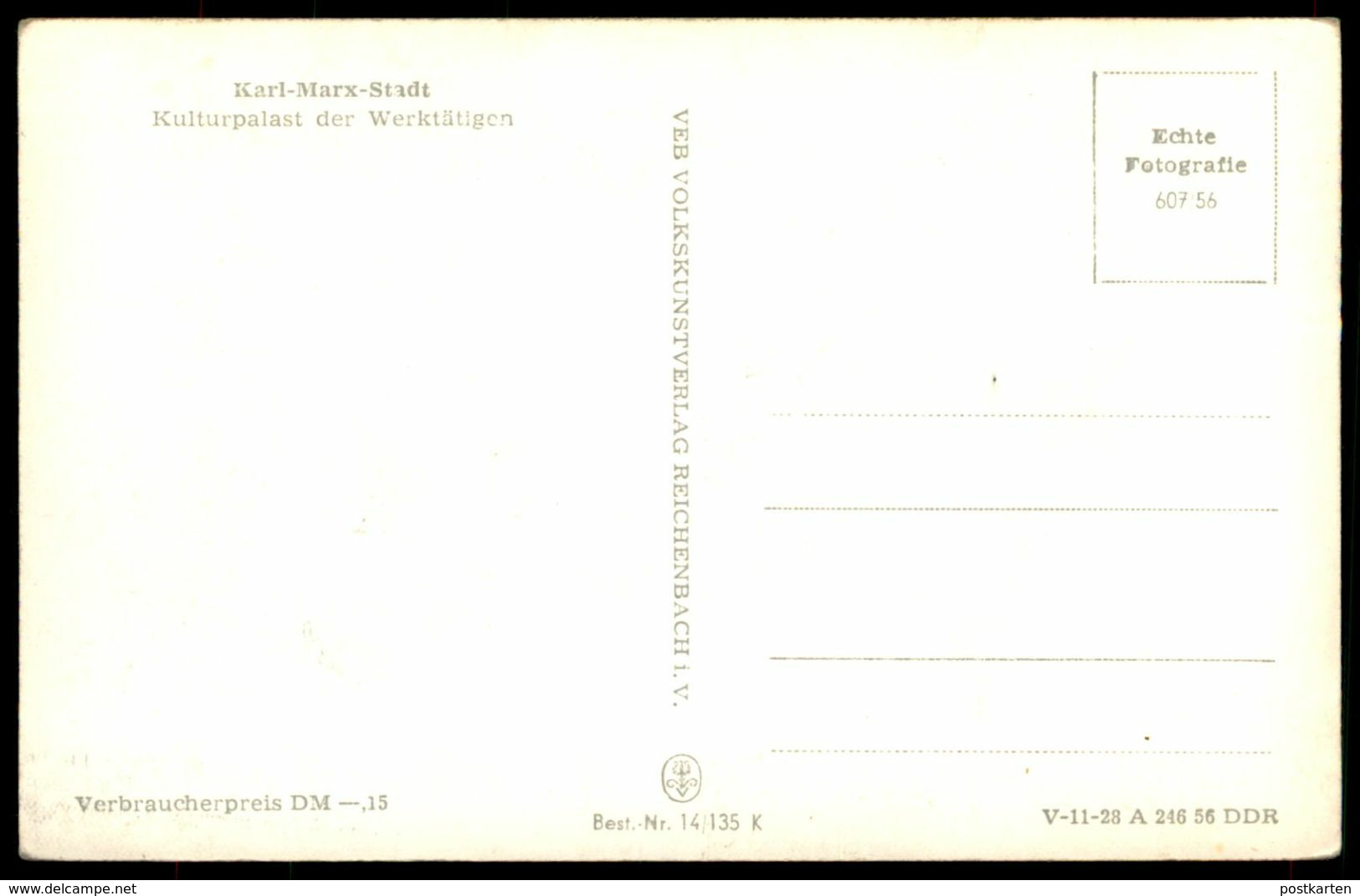 ÄLTERE POSTKARTE KARL-MARX-STADT KULTURPALAST DER WERKTÄTIGEN 1956 INNENANSICHT TREPPENHAUS Ansichtskarte Cpa Postcard - Chemnitz (Karl-Marx-Stadt 1953-1990)