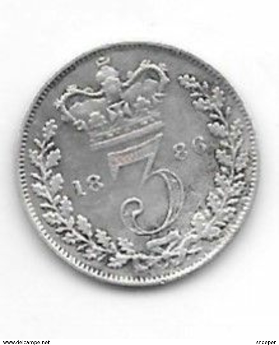 *great Britain 3 Pence 1886 Km 730  Vf - F. 3 Pence