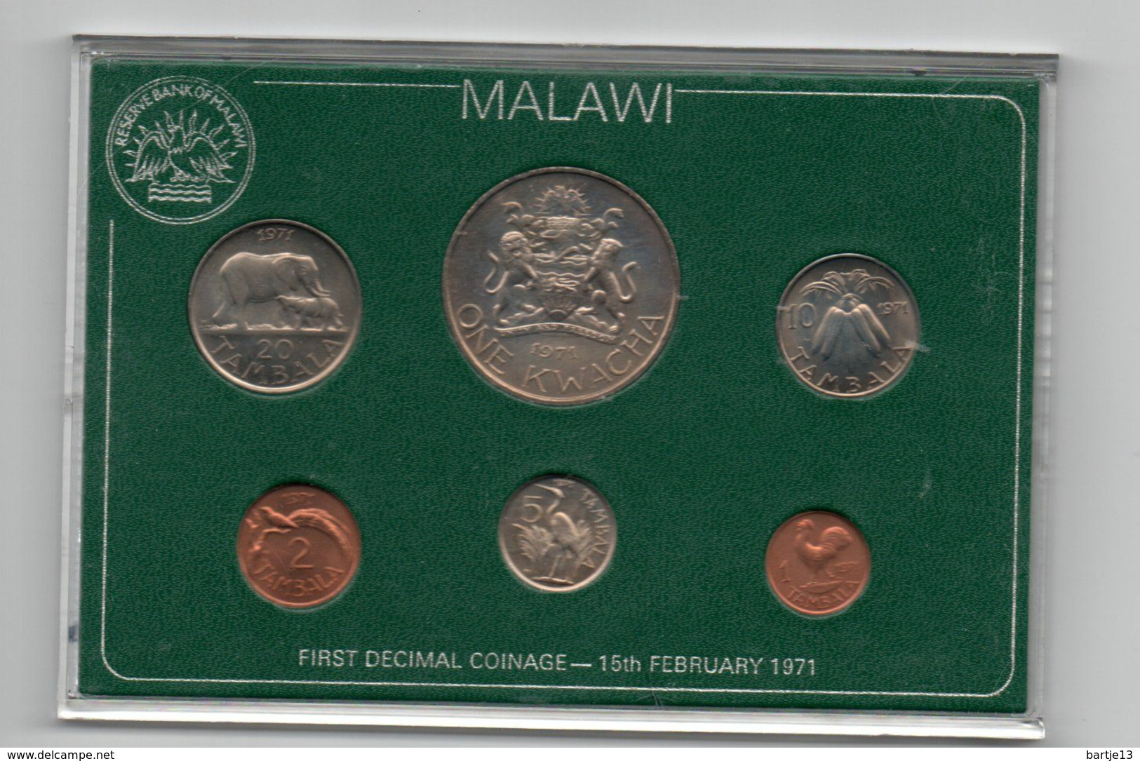 MAURITIUS COINSET 6 PCS 1971 FIRST DECIMAL COINAGE - Malawi