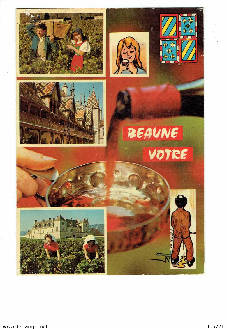 Cpm BEAUNE VOTRE - FOLKLORE VENDANGES BLASON - Homme Jet D'urine - Vin -  1983 - Beaune