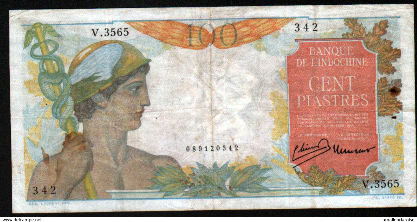 Banque De L'Indochine, Billet De 100 Piastres - Indochina