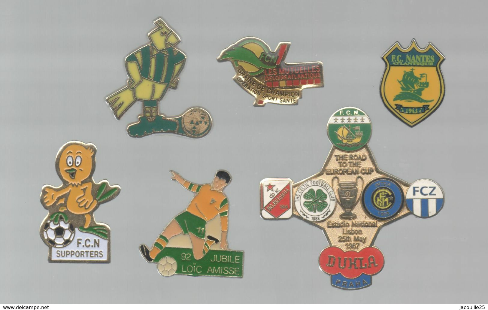 PINS PIN'S FOOT 294 FOOTBALL FCNA NANTES INTER MILANO ZURICH CELTIC PRAHA 1987 AMISSE BLASON LOT 6 PINS - Football