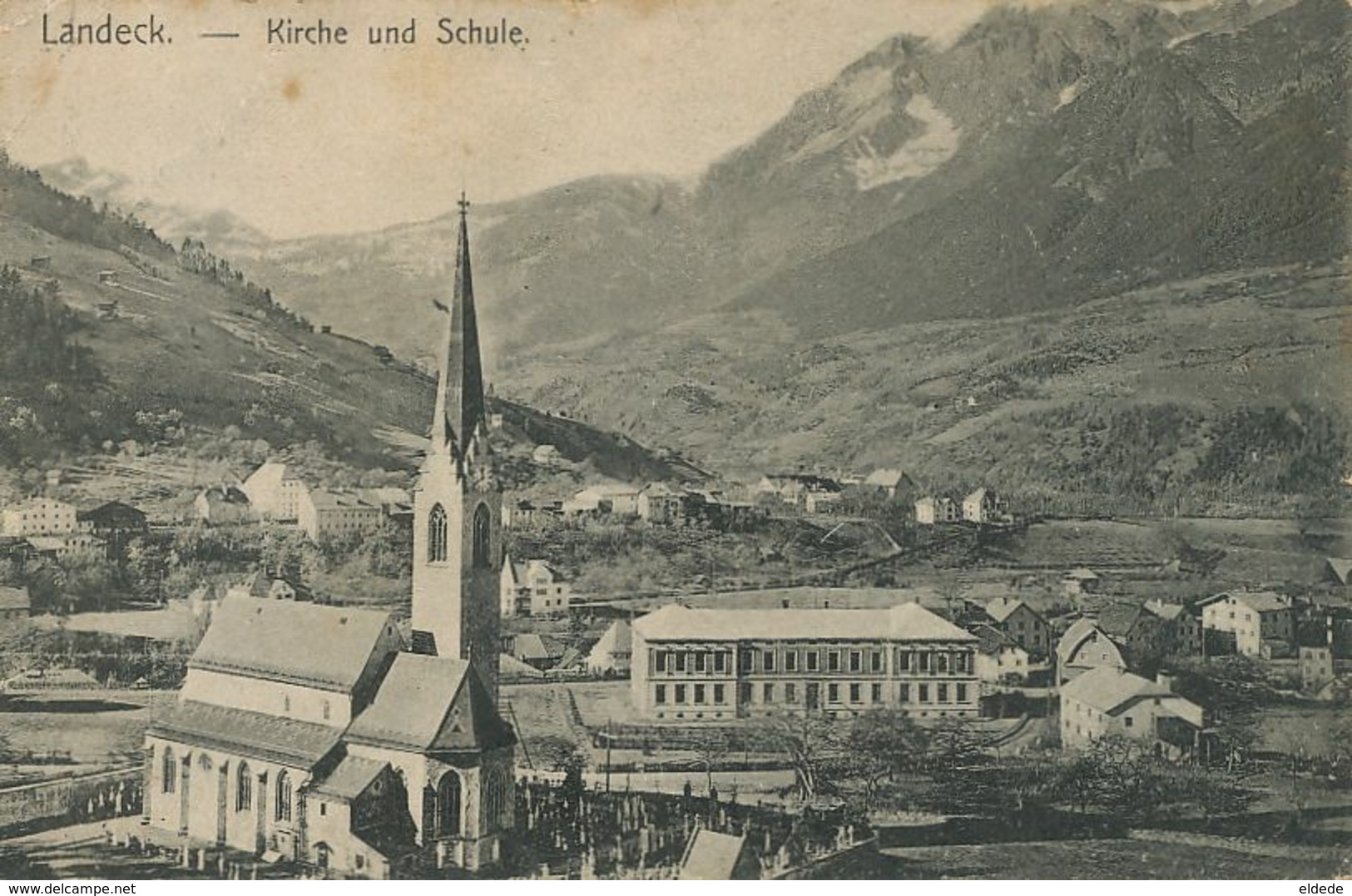 Landeck Kirche Und Schule  Sent To Rinxaent Pas De Calais France . Crease Top Left Corner - Landeck