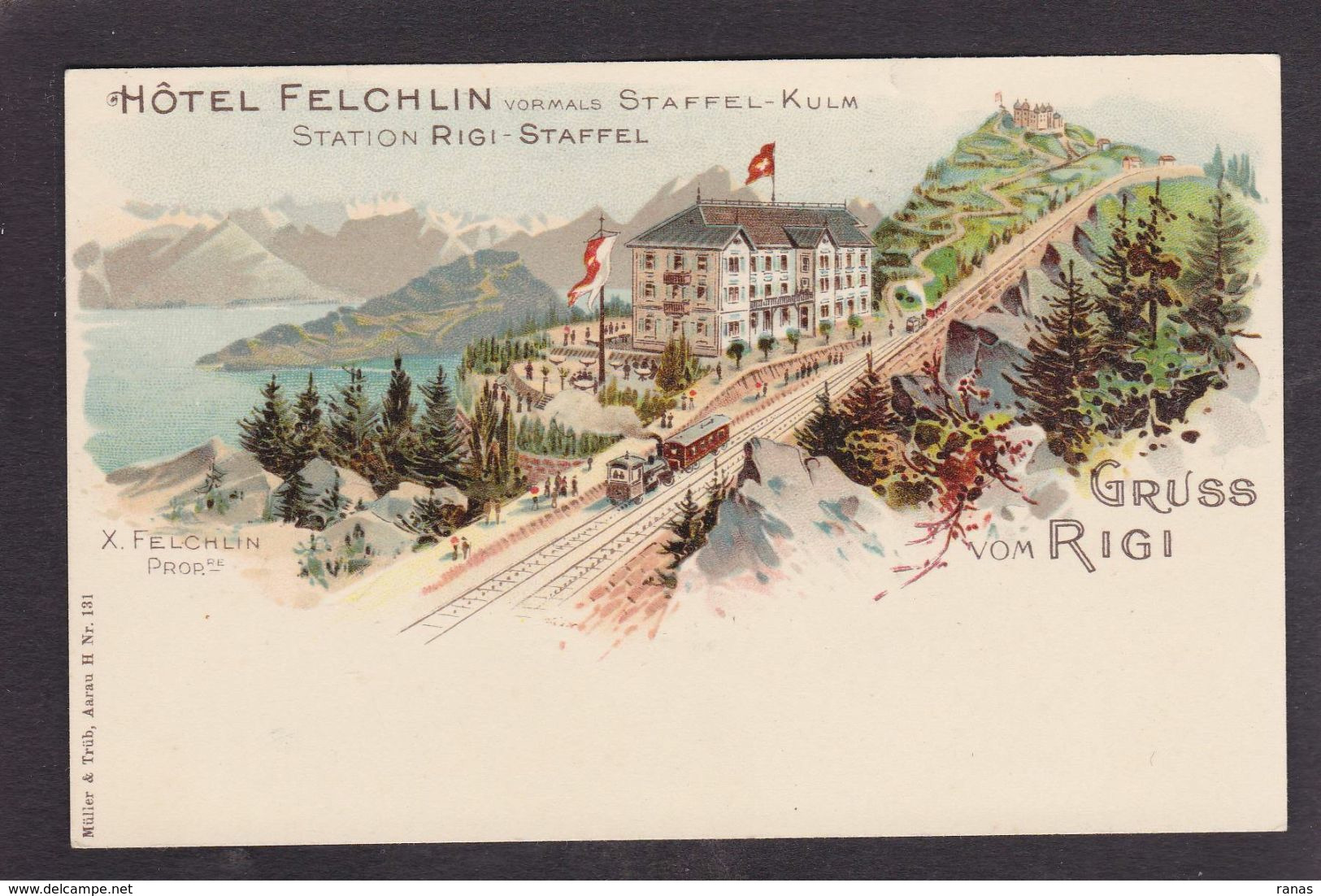 CPA Suisse Helvétia Schweiz Svizzera Non Circulé Litho Gruss Canton De Lucerne RIGI Publicité Hôtel Felchlin - Lucerne