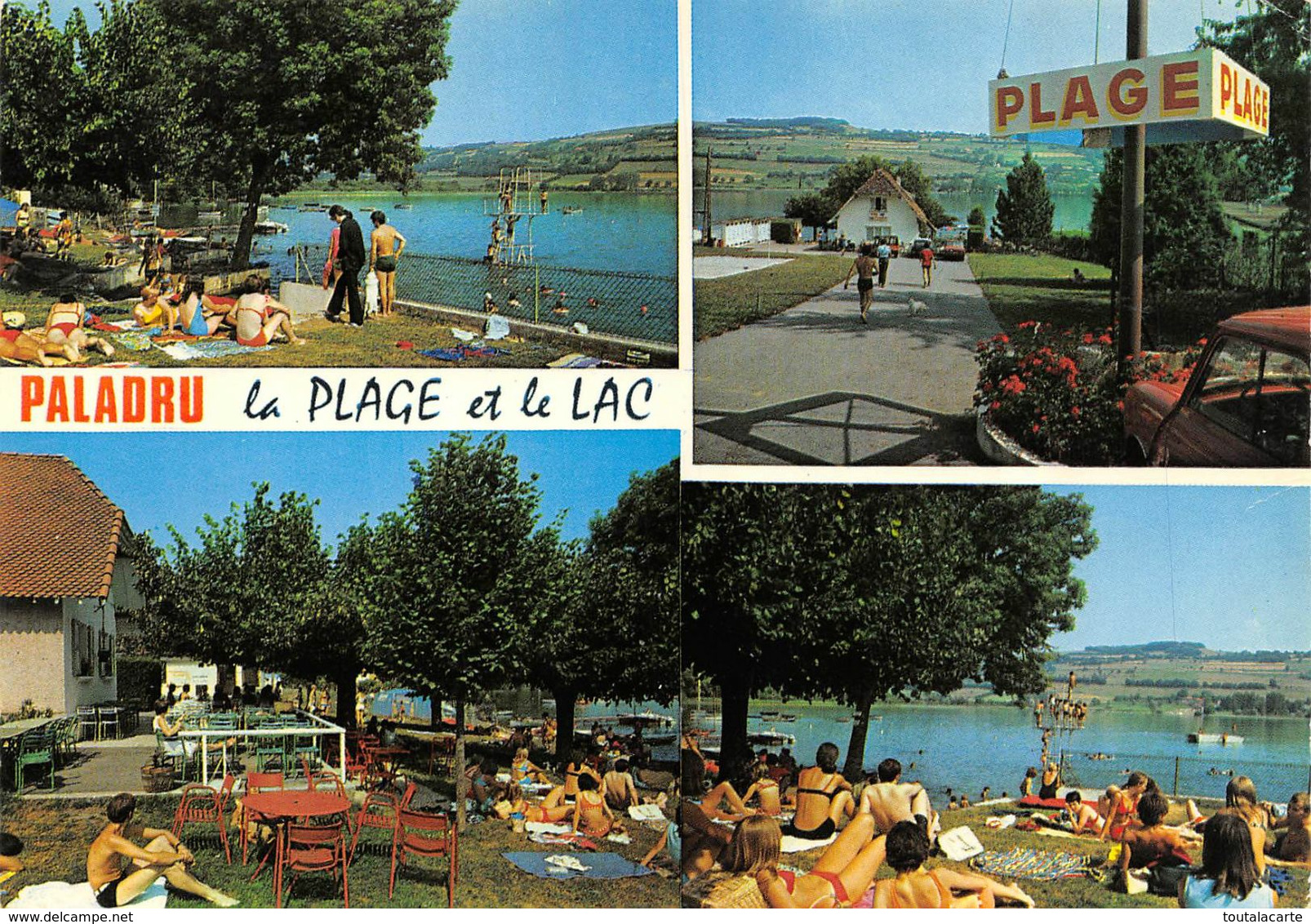 CPSM 38 PALADRU LA PLAGE ET LE LAC  MULTI VUES    Grand Format  15 X 10,5 Cm - Paladru