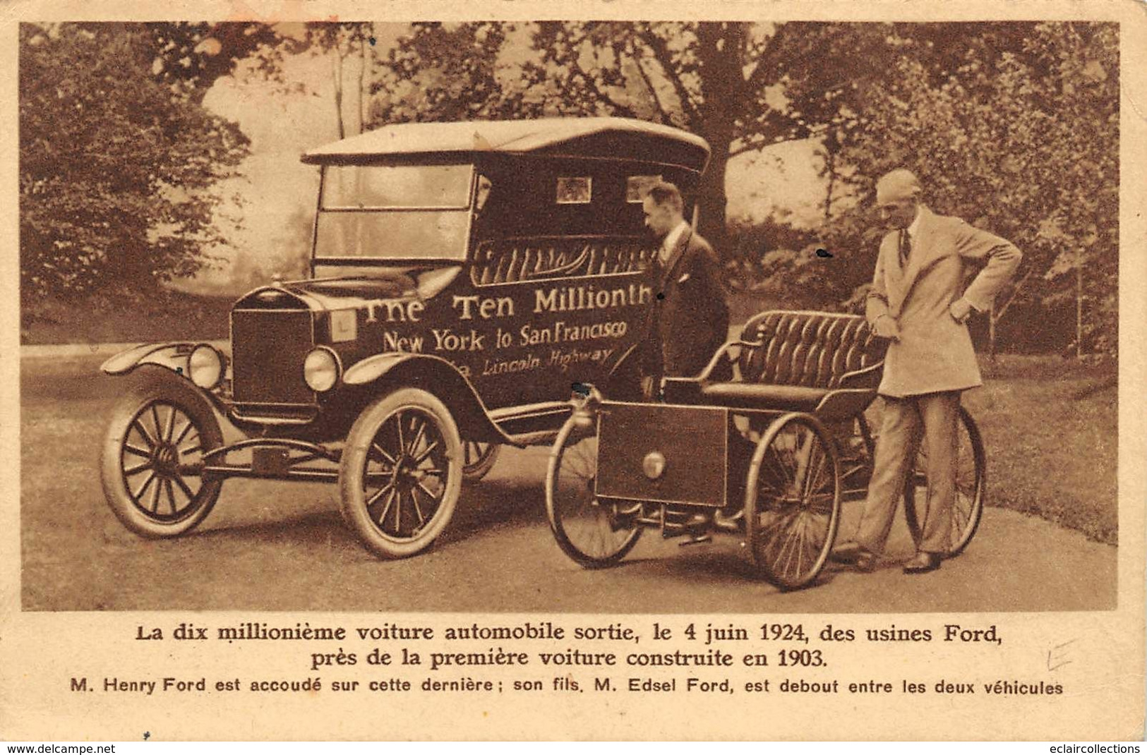 Thème Automobile:      La Dix Millionième Voiture Des Usines Ford .  (voir Scan) - Voitures De Tourisme