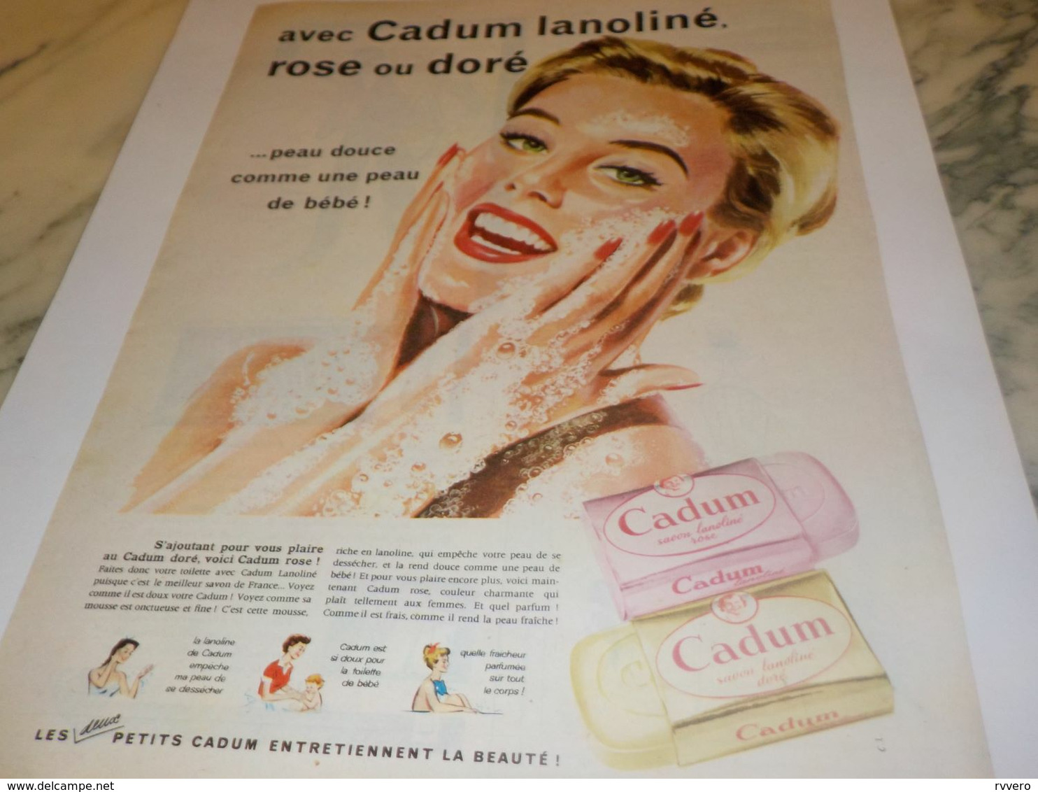 ANCIENNE PUBLICITE SAVON CADUM ROSE OU DORE 1959 - Andere & Zonder Classificatie