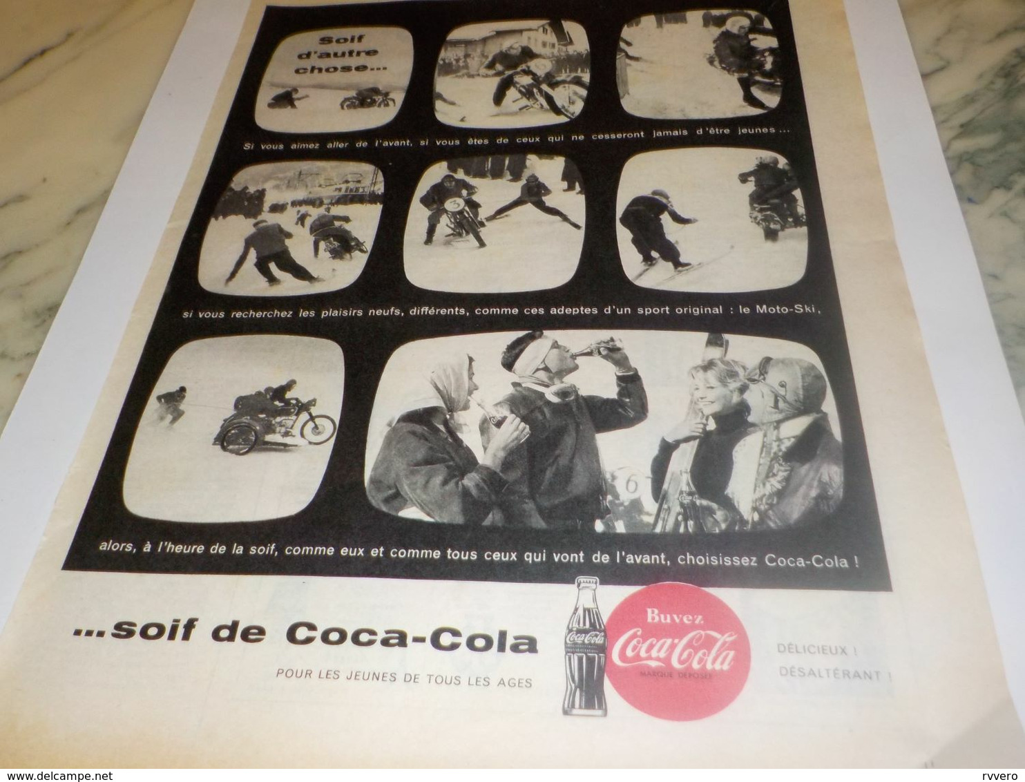 ANCIENNE PUBLICITE SOIF D AUTRE CHOSE SOIF DE COCA COLA SKIEUR   1959 - Other & Unclassified